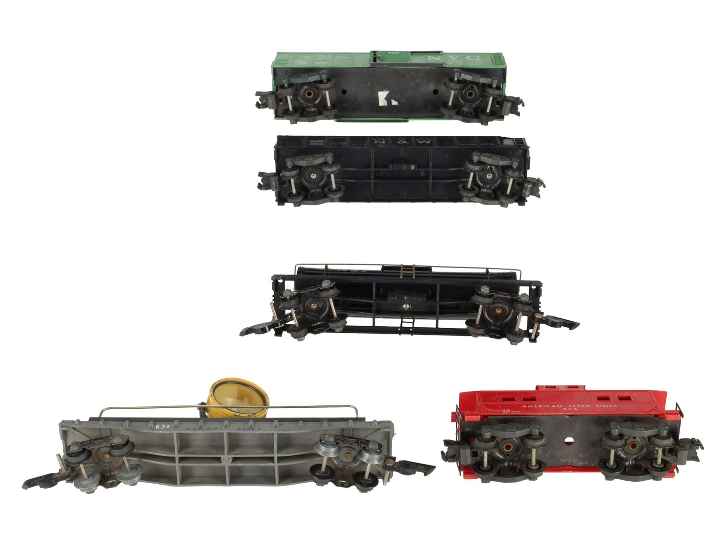 American Flyer Vintage S Postwar Freight Cars # 42597, 625, 804, 24065 & 806 [5] VG