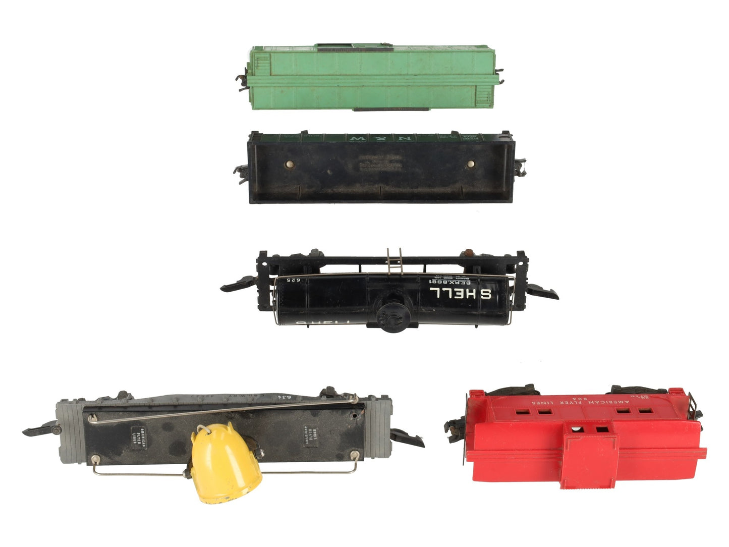 American Flyer Vintage S Postwar Freight Cars # 42597, 625, 804, 24065 & 806 [5] VG