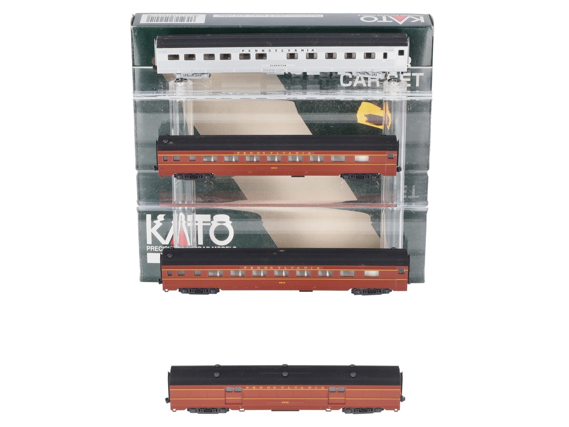 Kato 106-1702 N Scale Pennsylvania Corrugated Passenger Cars (Set of 4) EX/Box