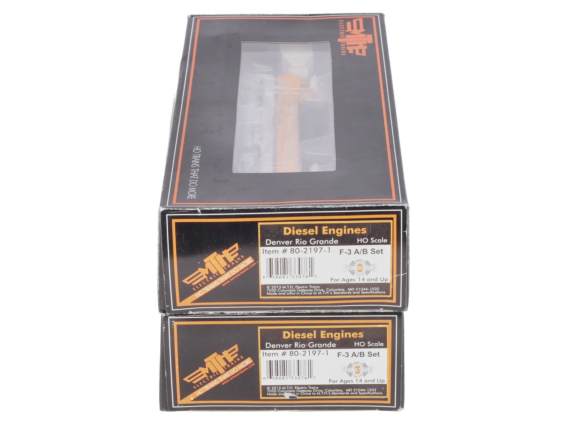 MTH 80-2197-1 HO DRG F-3 A/B Diesel Locomotive Set w/Proto-Sound 3.0 (Set of 2)