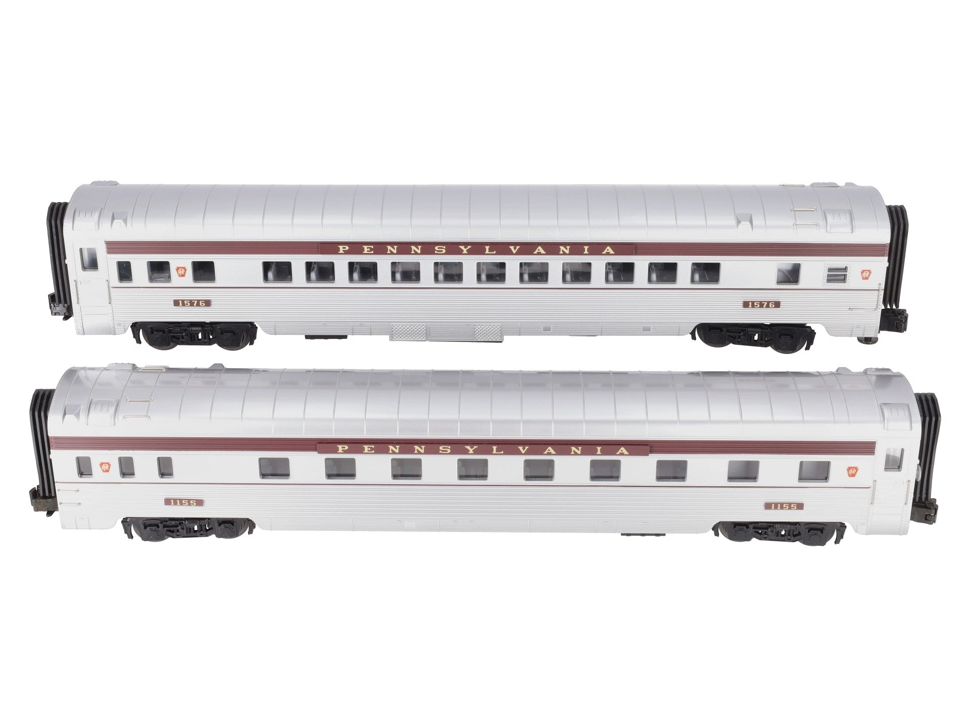 MTH 20-6630 O PRR 70' Streamlined Sleeper/Diner Passenger Car Set (Set of 2) EX/Box