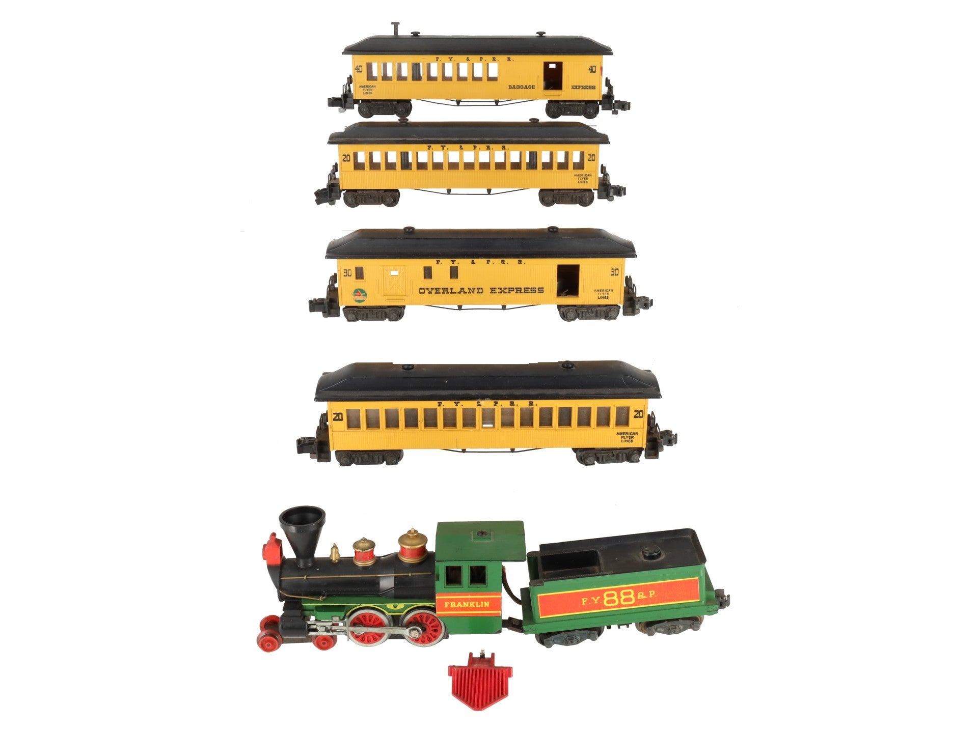 American Flyer 21088 Vintage S FY&P Steam Locomotive & Passenger Cars VG