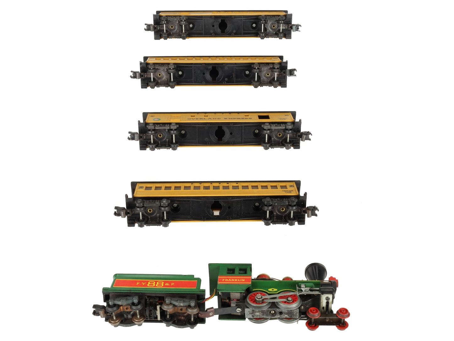 American Flyer 21088 Vintage S FY&P Steam Locomotive & Passenger Cars VG
