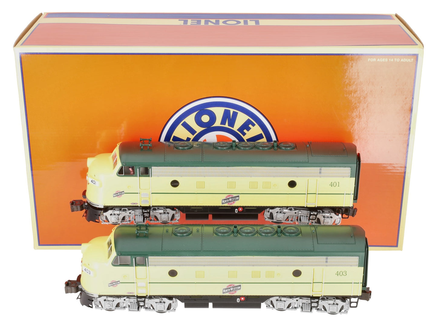 Lionel 6-38754 O C&NW Legacy F-7 AA Diesel Locomotive Set #401/#403 LN/Box