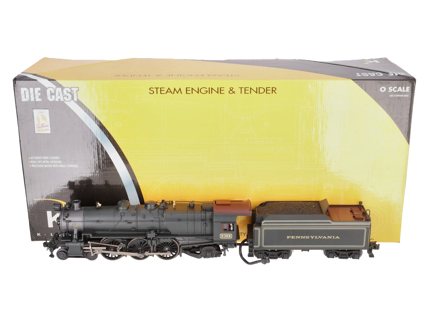 K-Line K3380-5358CC PRR Prewar K4 Pacific Steam Locomotive & Tender #5358 TMCC EX/Box