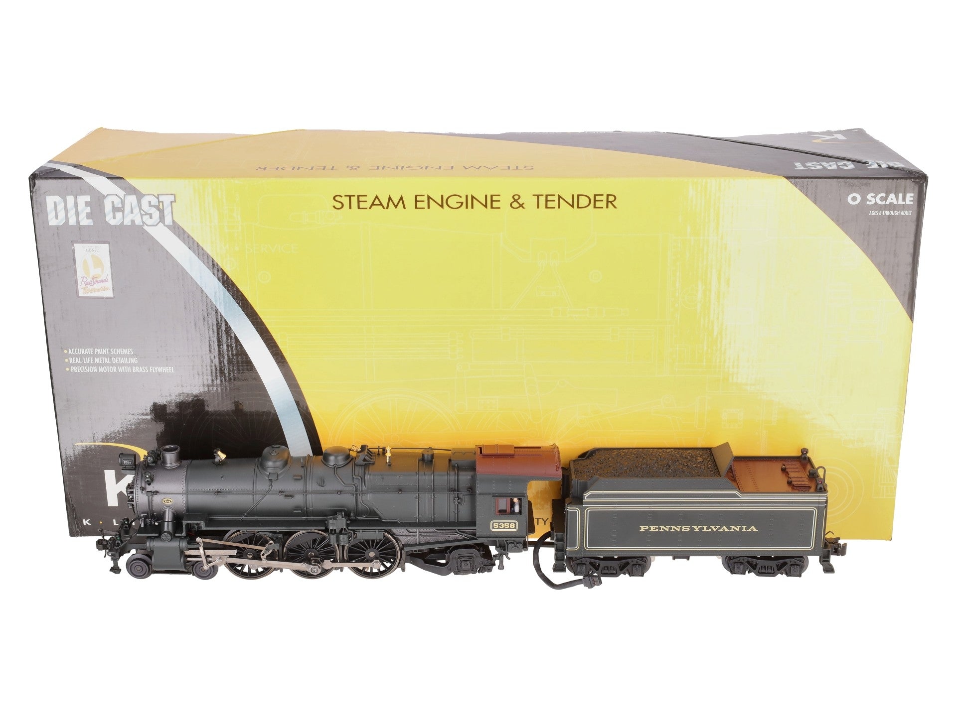 K-Line K3380-5358CC PRR Prewar K4 Pacific Steam Locomotive & Tender #5358 TMCC EX/Box