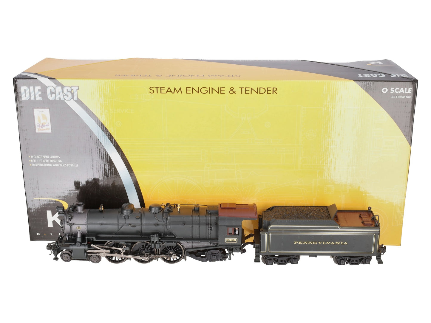 K-Line K3380-5358CC PRR Prewar K4 Pacific Steam Locomotive & Tender #5358 TMCC EX/Box