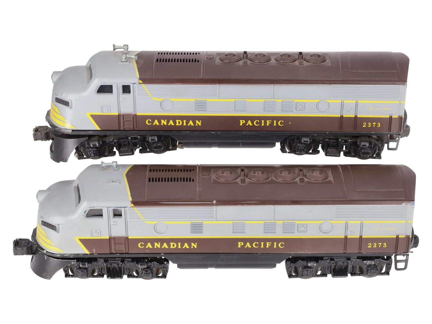 Lionel 2373 Vintage O Canadian Pacific F3 AA Diesel Locomotives w/Modern Shells VG