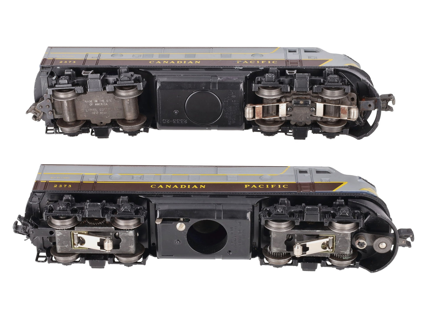 Lionel 2373 Vintage O Canadian Pacific F3 AA Diesel Locomotives w/Modern Shells VG