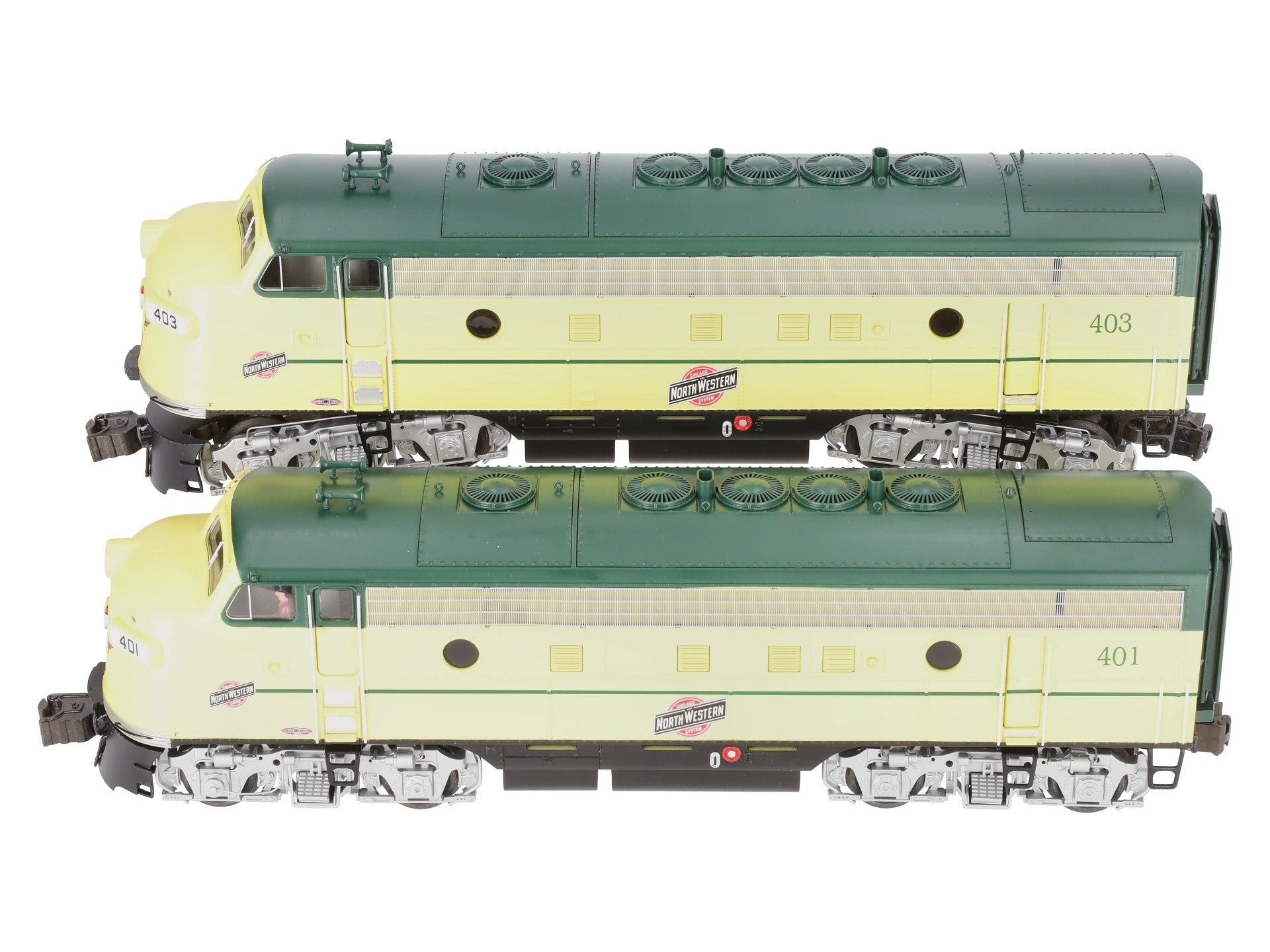 Lionel 6-38754 O C&NW Legacy F-7 AA Diesel Locomotive Set #401/#403 LN/Box