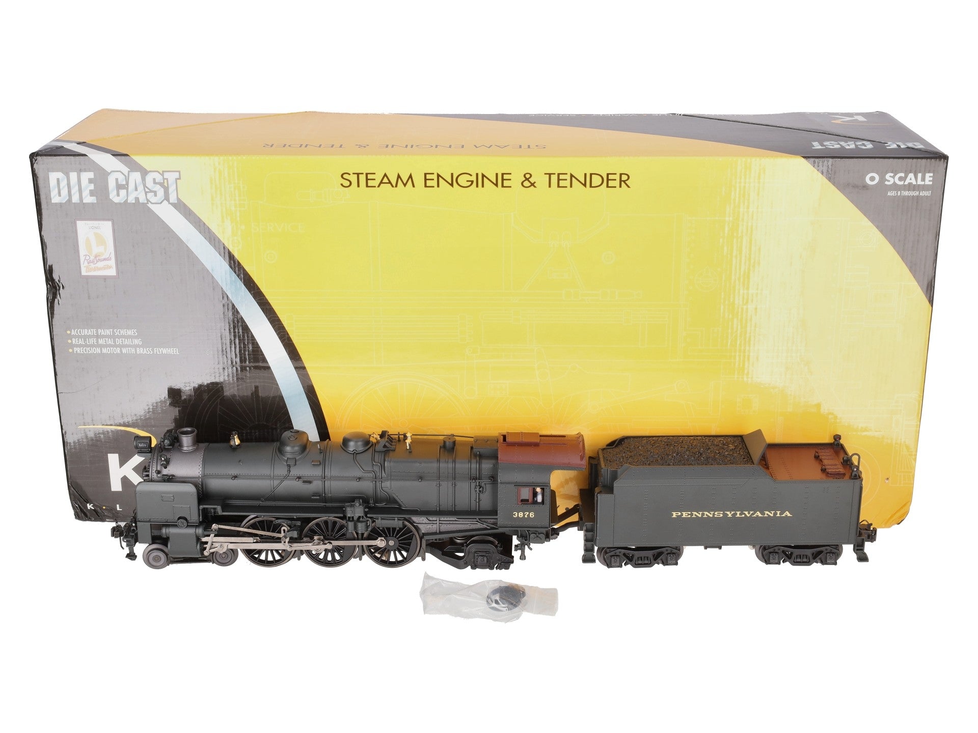 K-Line K3380-3876CC O Gauge PRR K4s Steam Locomotive & Tender #3876 w/TMCC NIB