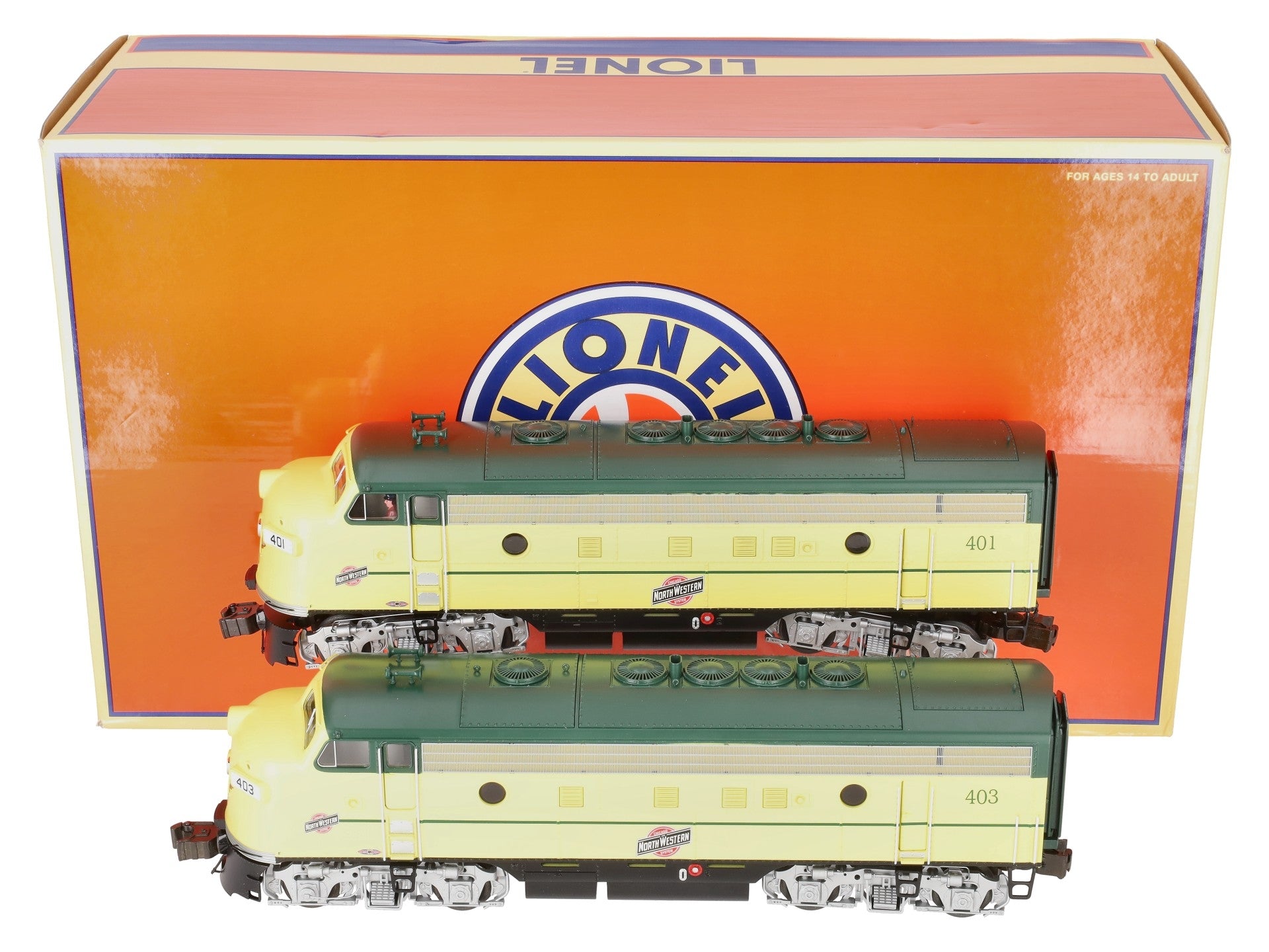 Lionel 6-38754 O C&NW Legacy F-7 AA Diesel Locomotive Set #401/#403 LN/Box