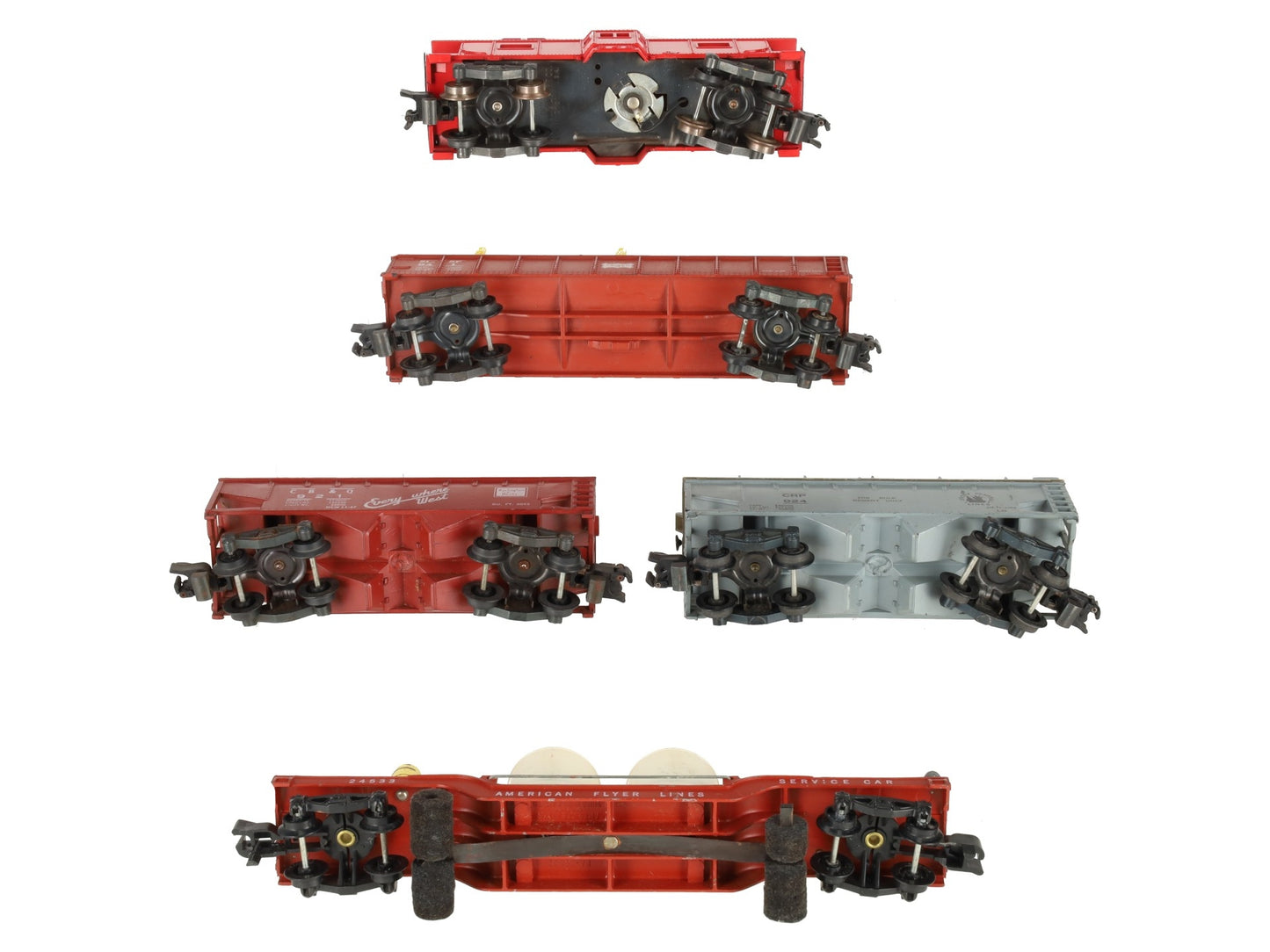 American Flyer Vintage S Freight Cars: 941, 921, Caboose, 24533, 924 [5] VG
