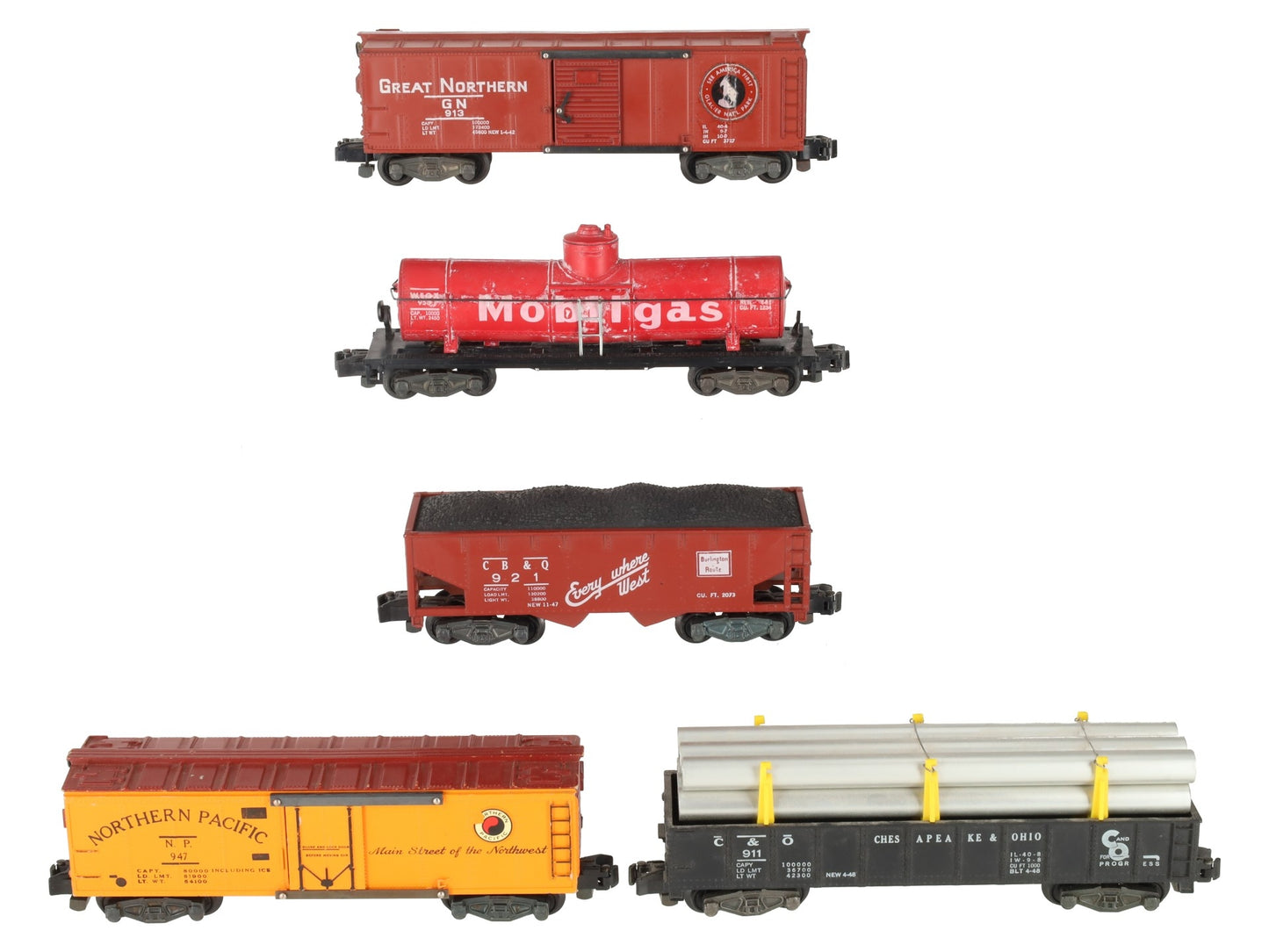 American Flyer Vintage S Freight Cars: 947, 958, 921, 911, 913 [5] VG