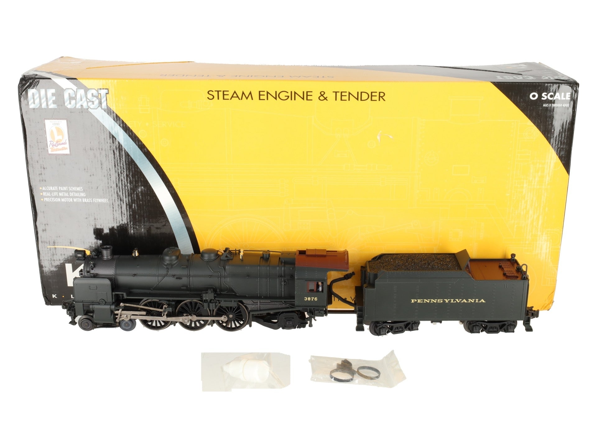K-Line K3380-3876CC O Gauge PRR K4s Steam Locomotive & Tender #3876 w/TMCC EX/Box