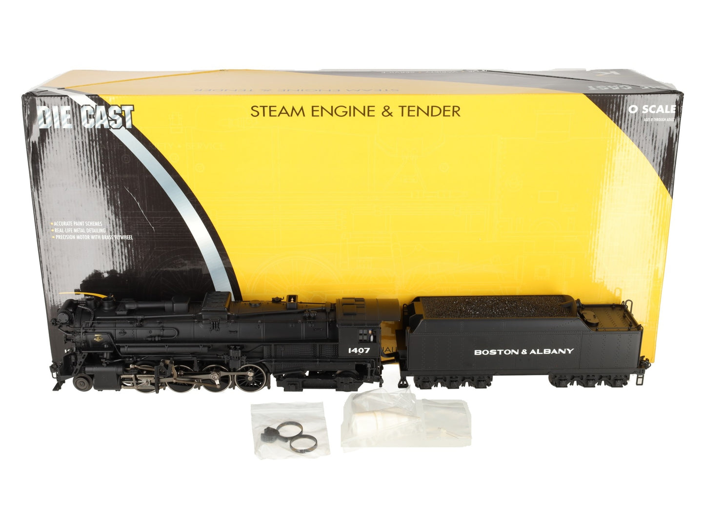 K-Line K3670-1407CC O Boston & Albany 2-8-4 Berkshire Steam Locomotive #1407 EX/Box