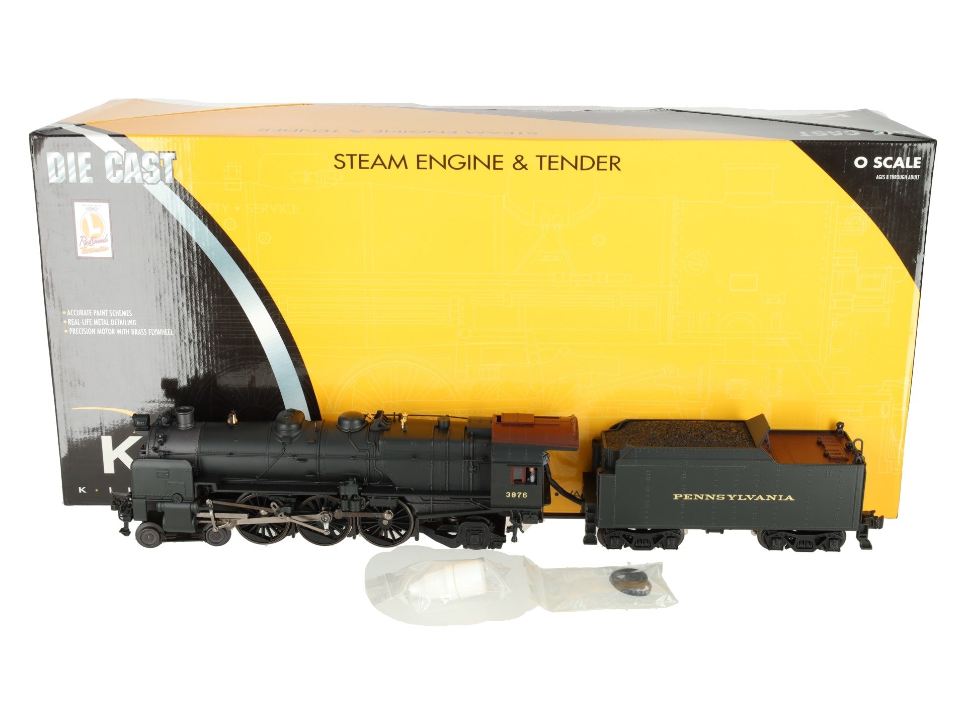 K-Line K3380-3876CC O Gauge PRR K4s Steam Locomotive & Tender #3876 w/TMCC LN/Box