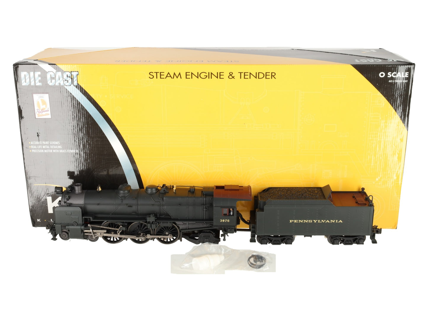 K-Line K3380-3876CC O Gauge PRR K4s Steam Locomotive & Tender #3876 w/TMCC EX/Box