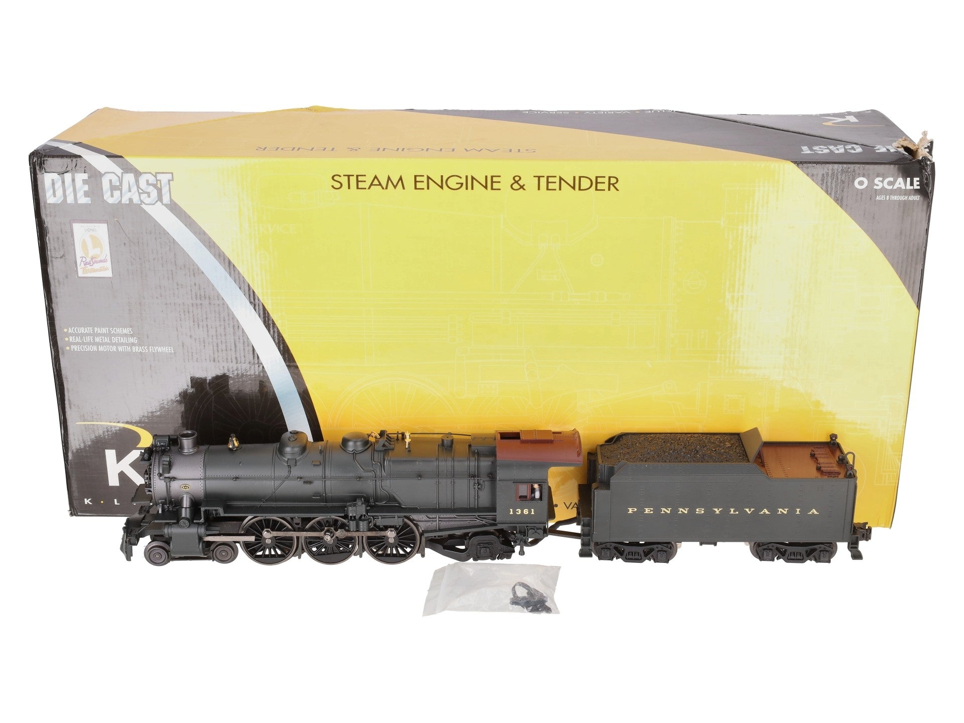 K-Line K3380-1361CC O PRR K4 Steam Locomotive & Tender #1361 with TMCC EX/Box