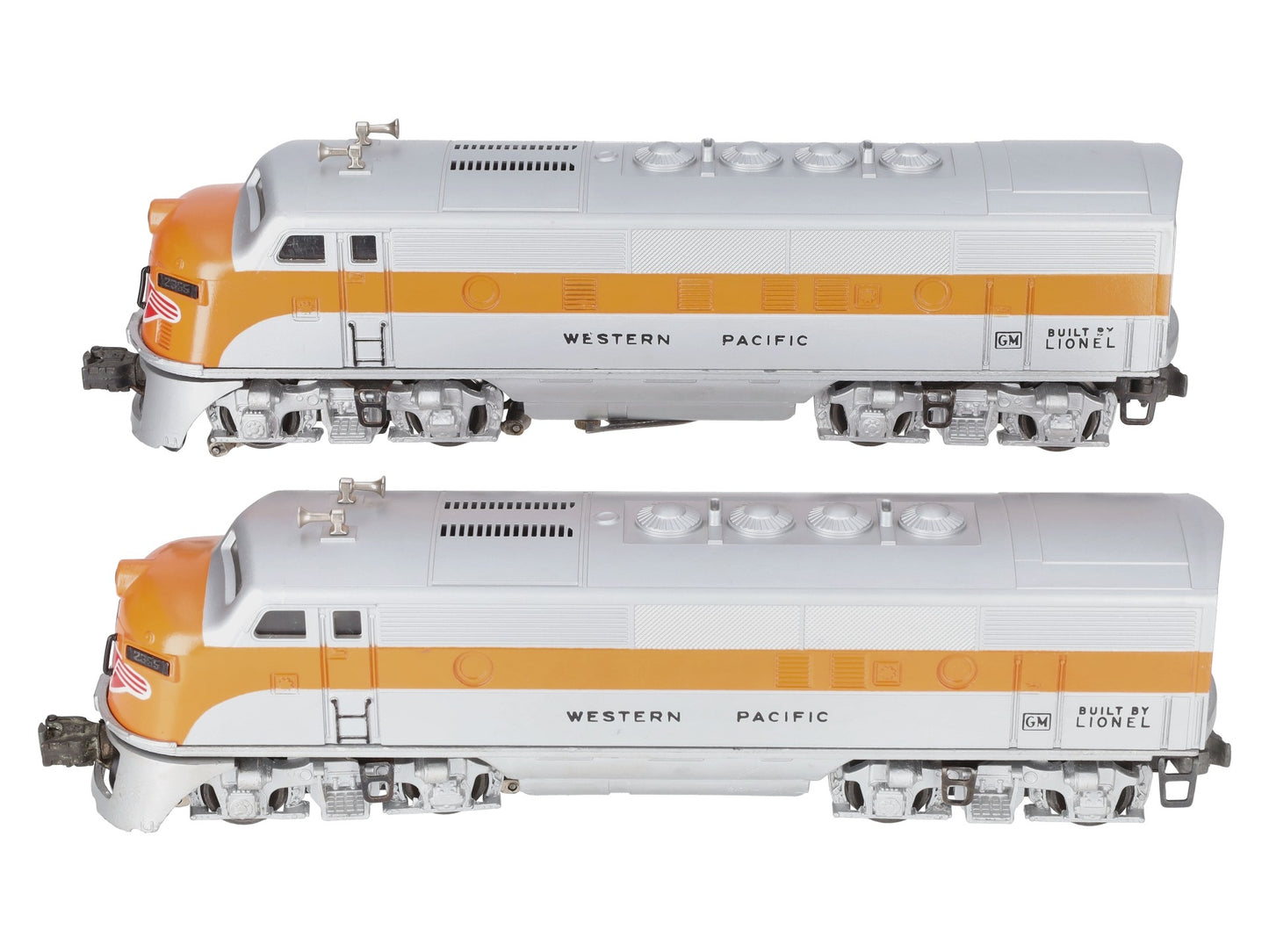 Lionel 2355 Vintage O Western Pacific F-3 AA Diesel Locomotives w/Repro Shells VG