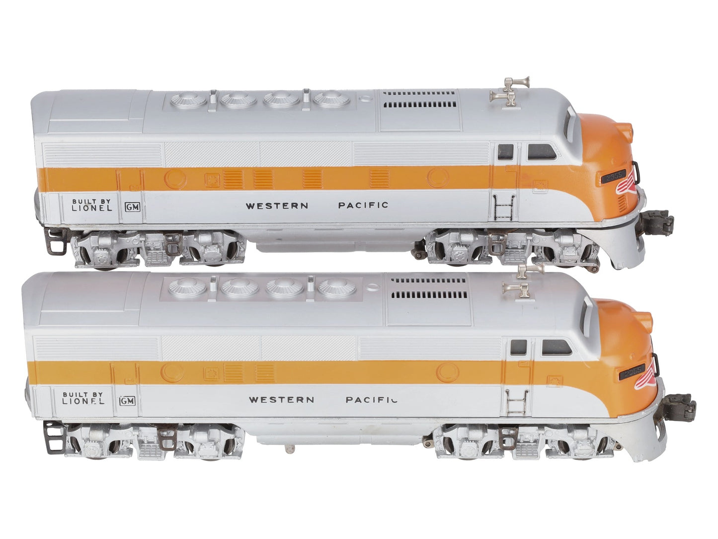 Lionel 2355 Vintage O Western Pacific F-3 AA Diesel Locomotives w/Repro Shells VG