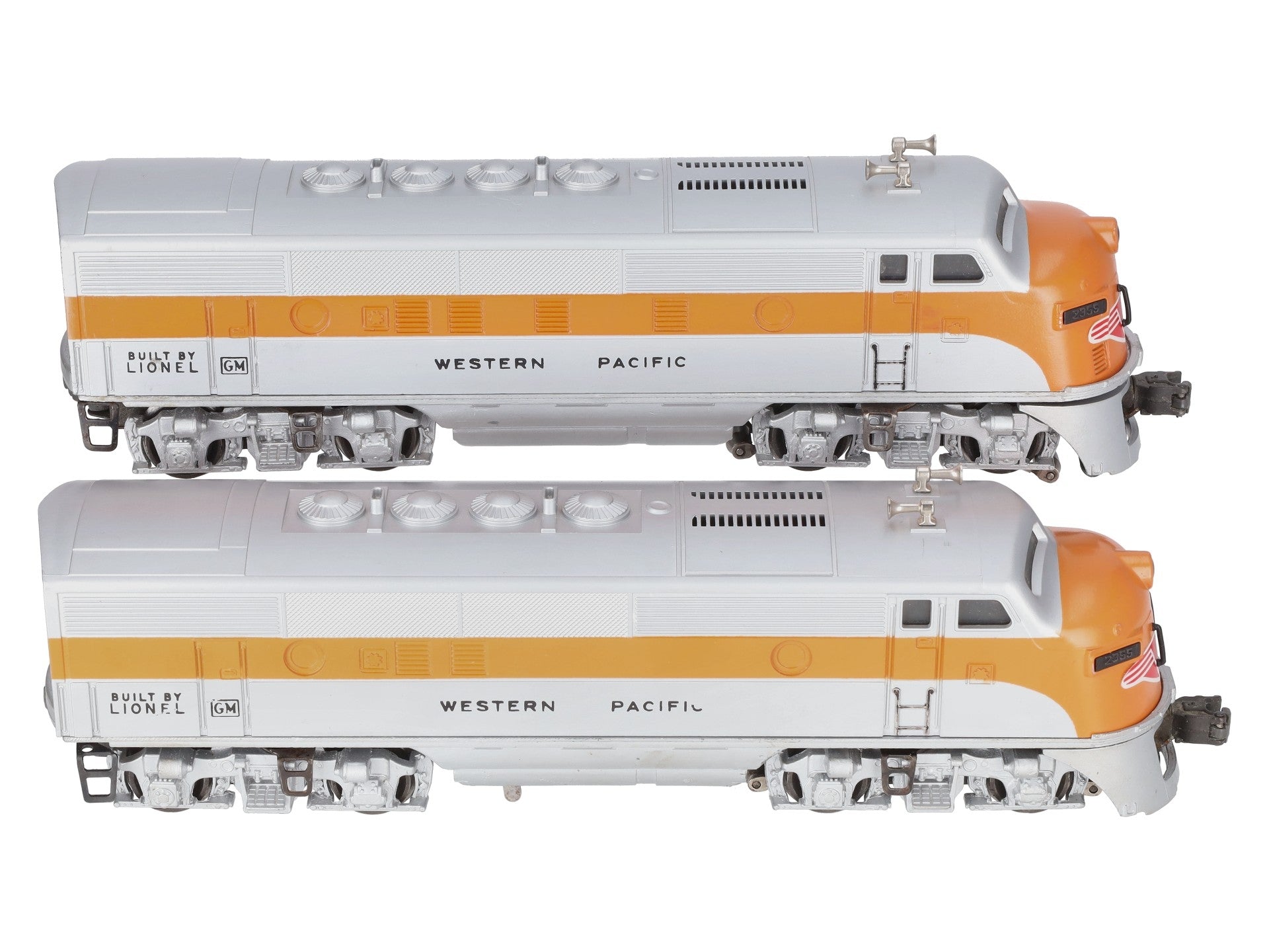 Lionel 2355 Vintage O Western Pacific F-3 AA Diesel Locomotives w/Repro Shells VG