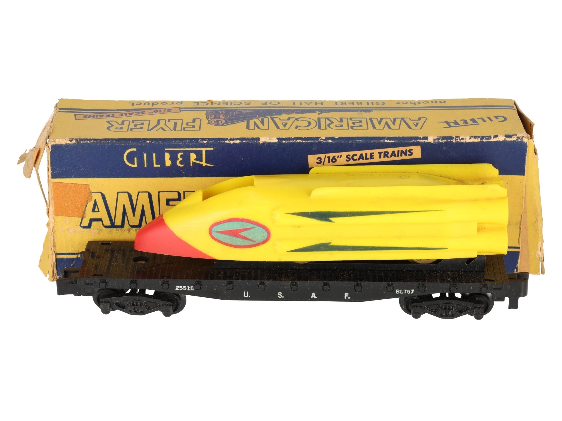 American Flyer 25515 Vintage S U.S.A.F. Flatcar with Motorized Rocket Sled VG