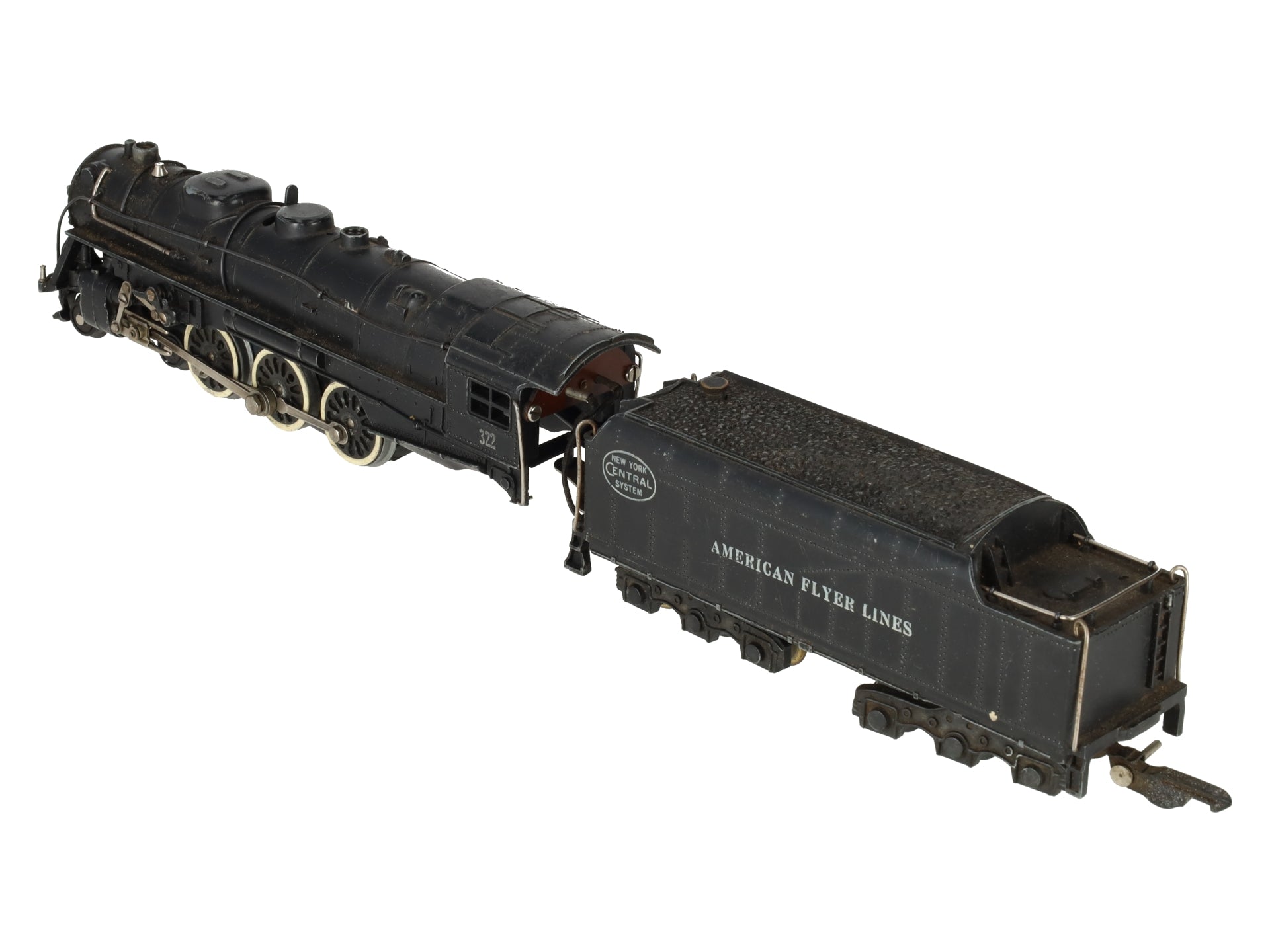 American Flyer 322 Vintage S NYC 4-6-4 Hudson Steam Locomotive & Tender VG