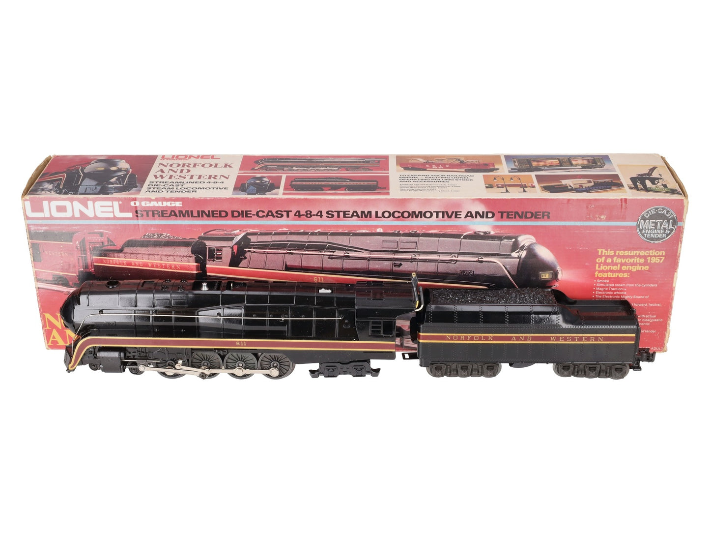 Lionel 6-8100 O Gauge Norfolk & Western 4-8-4 Steam Locomotive & Tender #611 VG/Box
