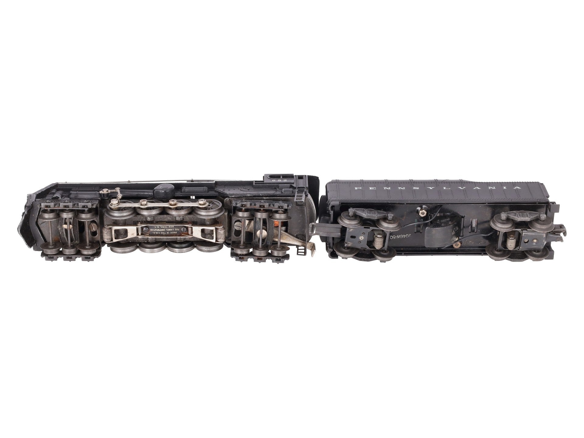 Lionel 682 Vintage O Postwar PRR 6-8-6 Steam Locomotive w/2046W-50 Tender VG