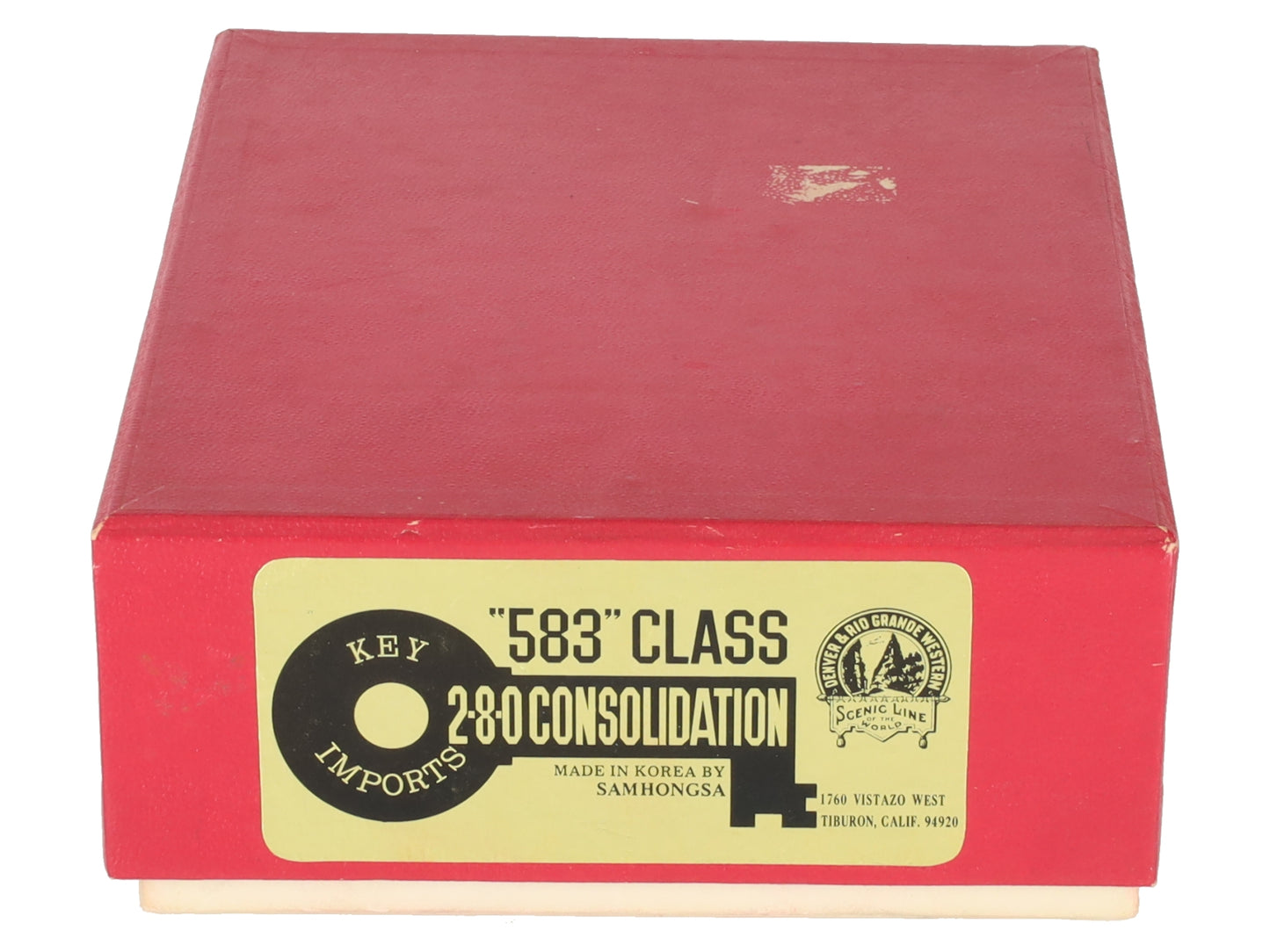Key Imports 583 HO Scale Brass D&RGW Steam Locomotive & Tender- Painted EX/Box