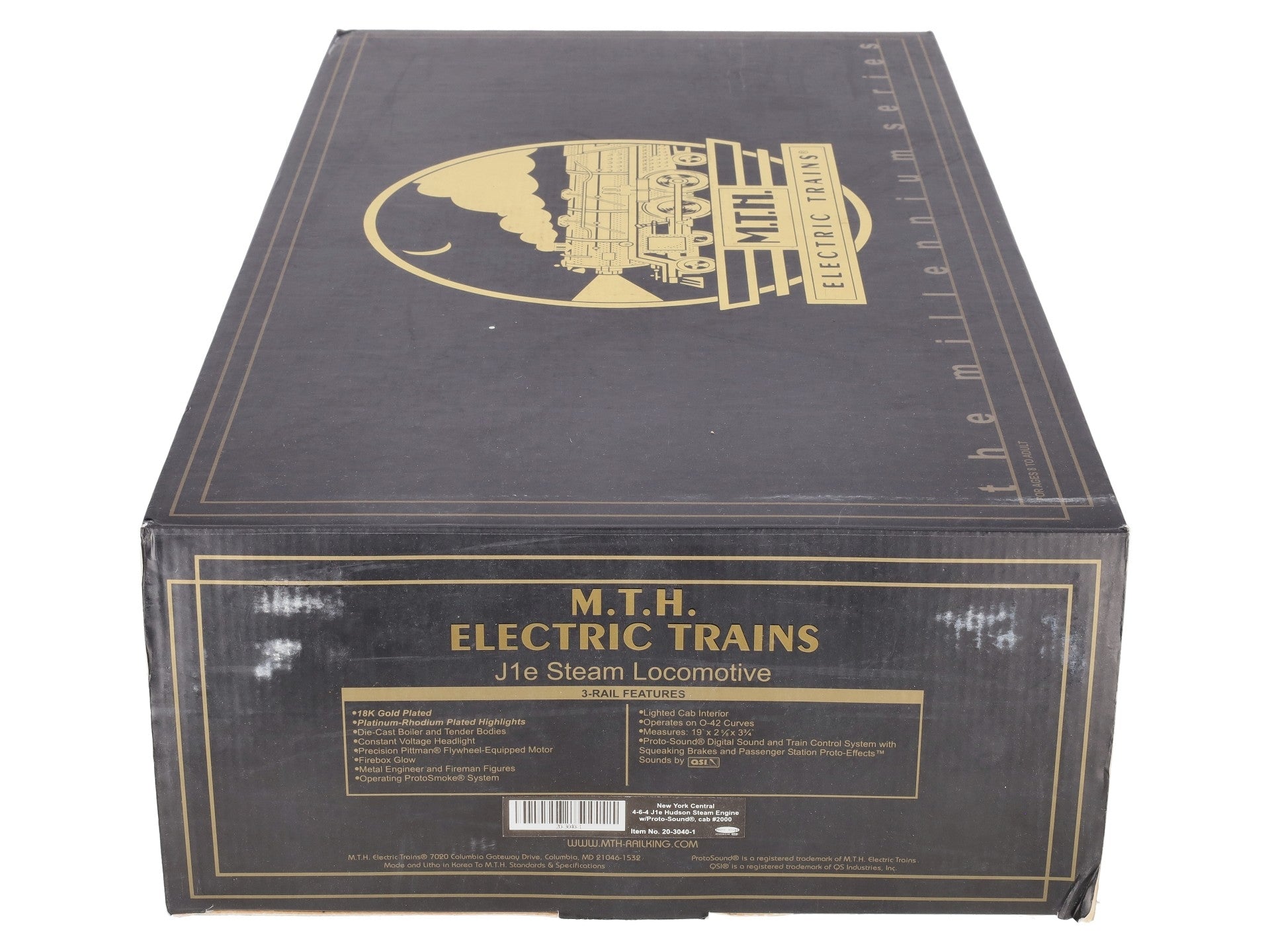 MTH 20-3040-1 O NYC Gold Plated Millennium J-1e Hudson Steam Loco & Tender w/PS1 EX/Box