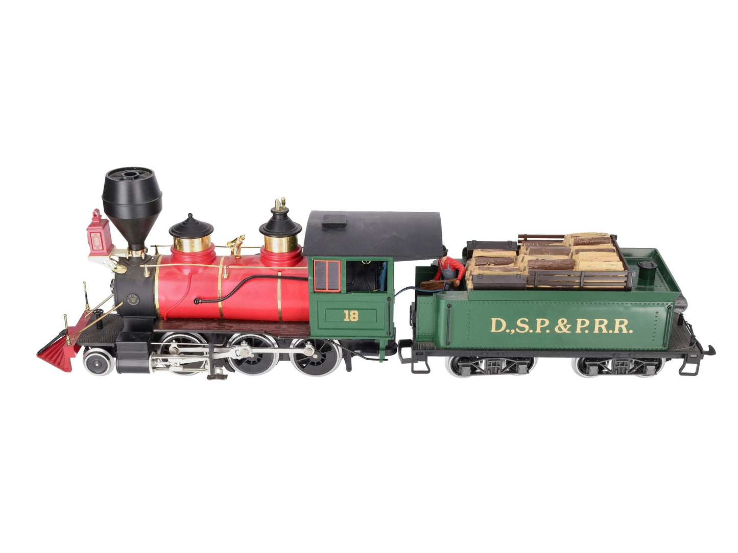 LGB 2018D G Scale DSP&PRR 2-6-0 Mogul Steam Locomotive & Tender #18 VG/Box