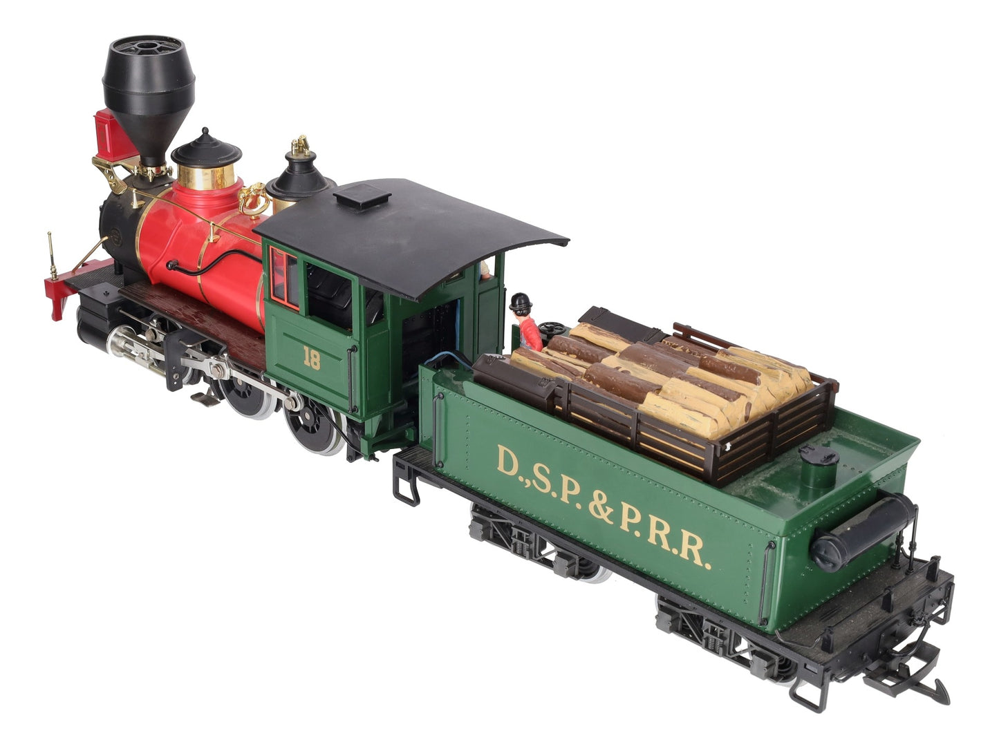 LGB 2018D G Scale DSP&PRR 2-6-0 Mogul Steam Locomotive & Tender #18 VG/Box