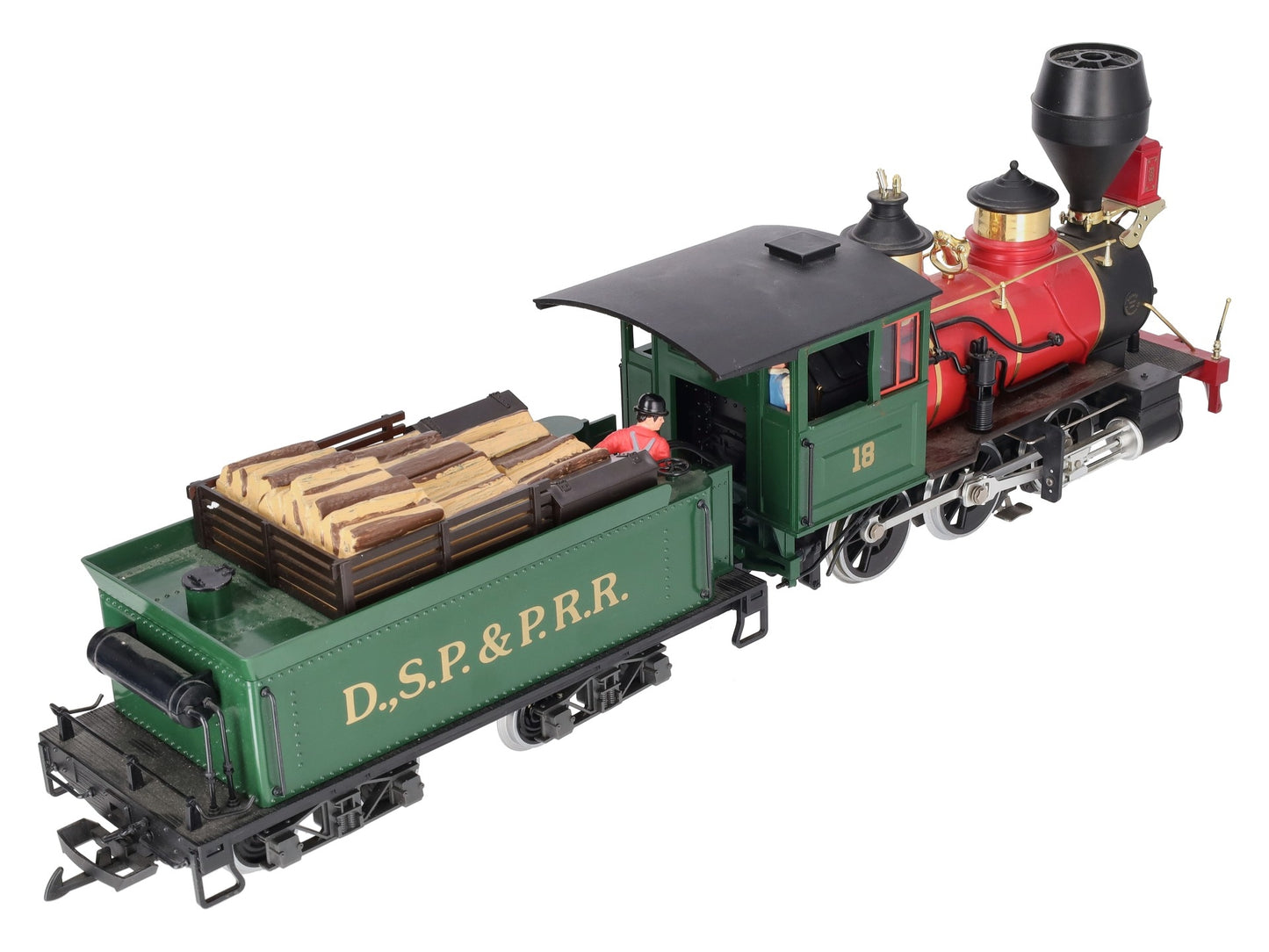 LGB 2018D G Scale DSP&PRR 2-6-0 Mogul Steam Locomotive & Tender #18 VG/Box