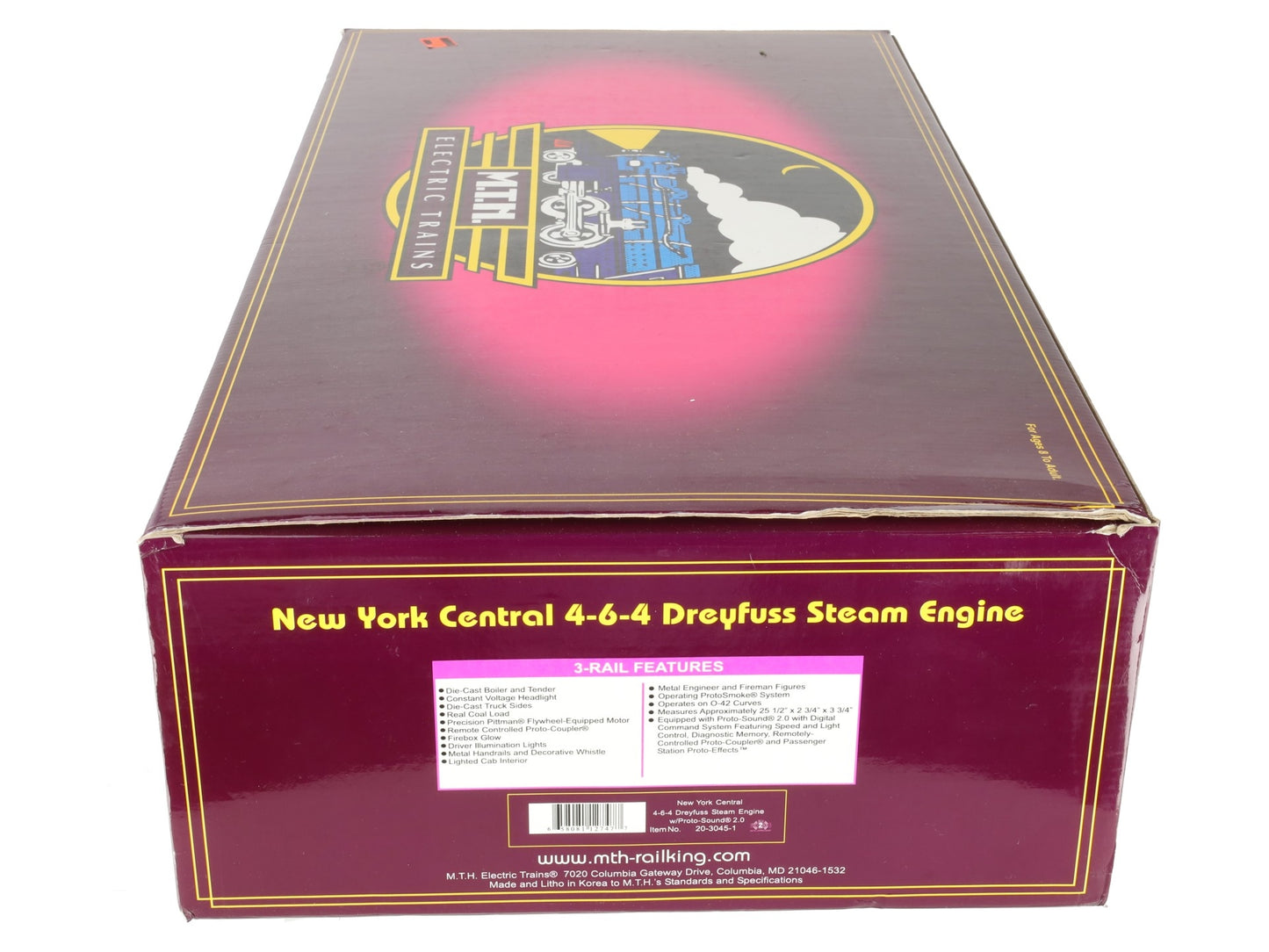 MTH 20-3045-1 O New York Central Dreyfuss Hudson Steam Loco & Tender #5445 wPS2 EX/Box