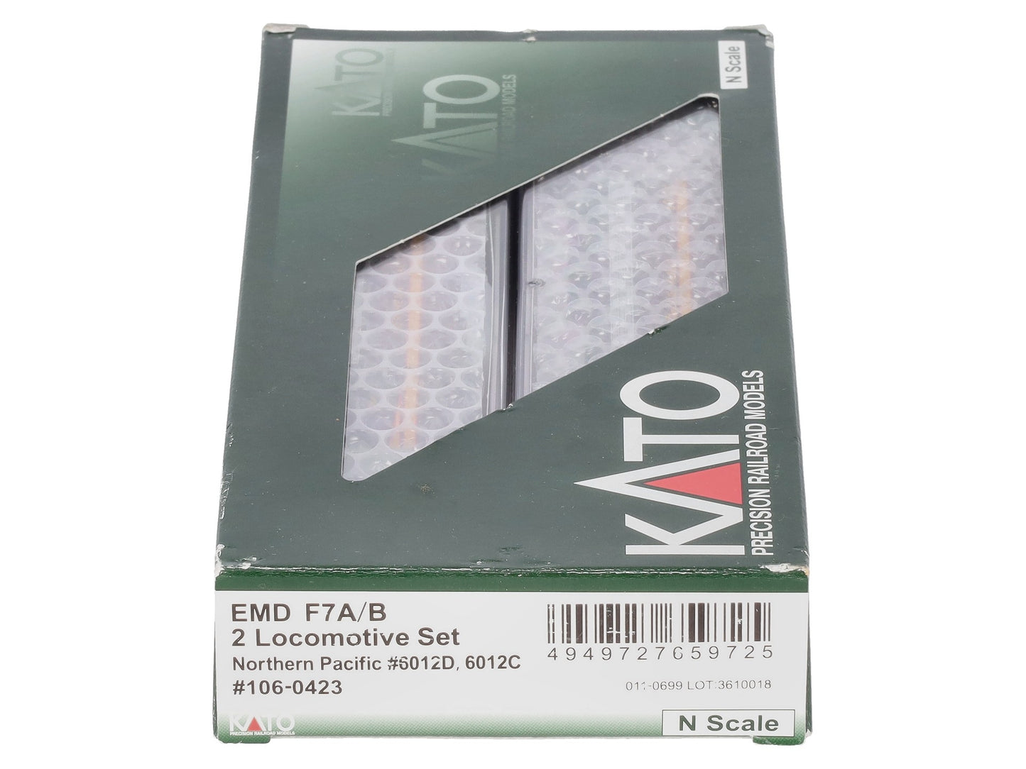 Kato 106-0423 N NP EMD F7 A/B Diesel Locomotive #6012D, 6012C (Set of 2) LN/Box