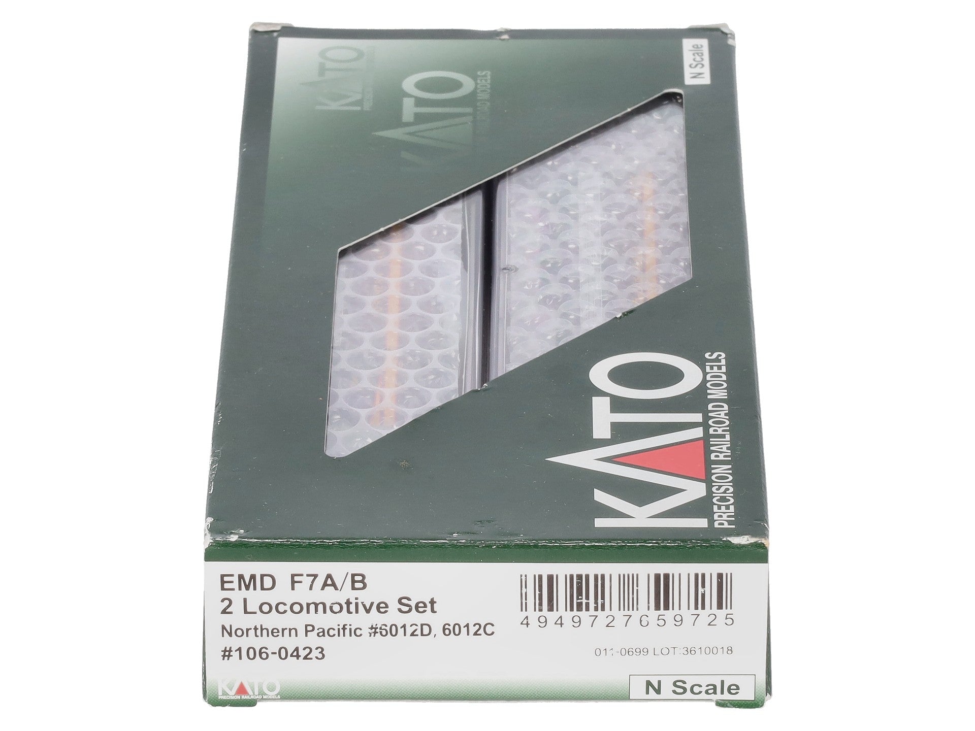 Kato 106-0423 N NP EMD F7 A/B Diesel Locomotive #6012D, 6012C (Set of 2) LN/Box