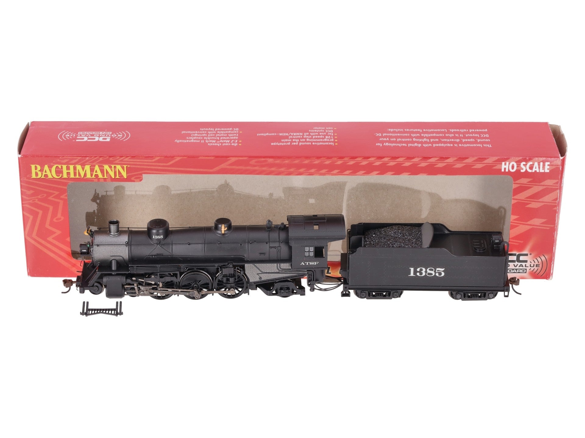 Bachmann 52803 HO Santa Fe 4-6-2 Pacific Locomotive & Tender #1385 EX/Box