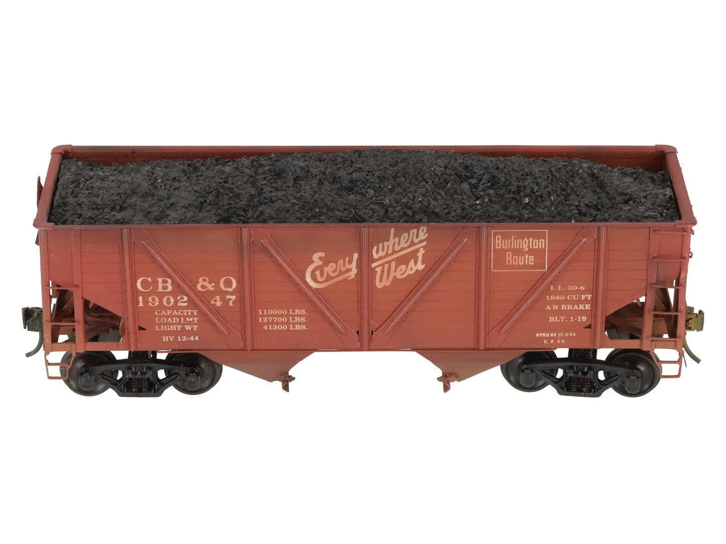 Precision Scale Co 15009 O Scale BRASS CB&Q 55 Ton Composite Twin Hopper[2-Rail]/Box