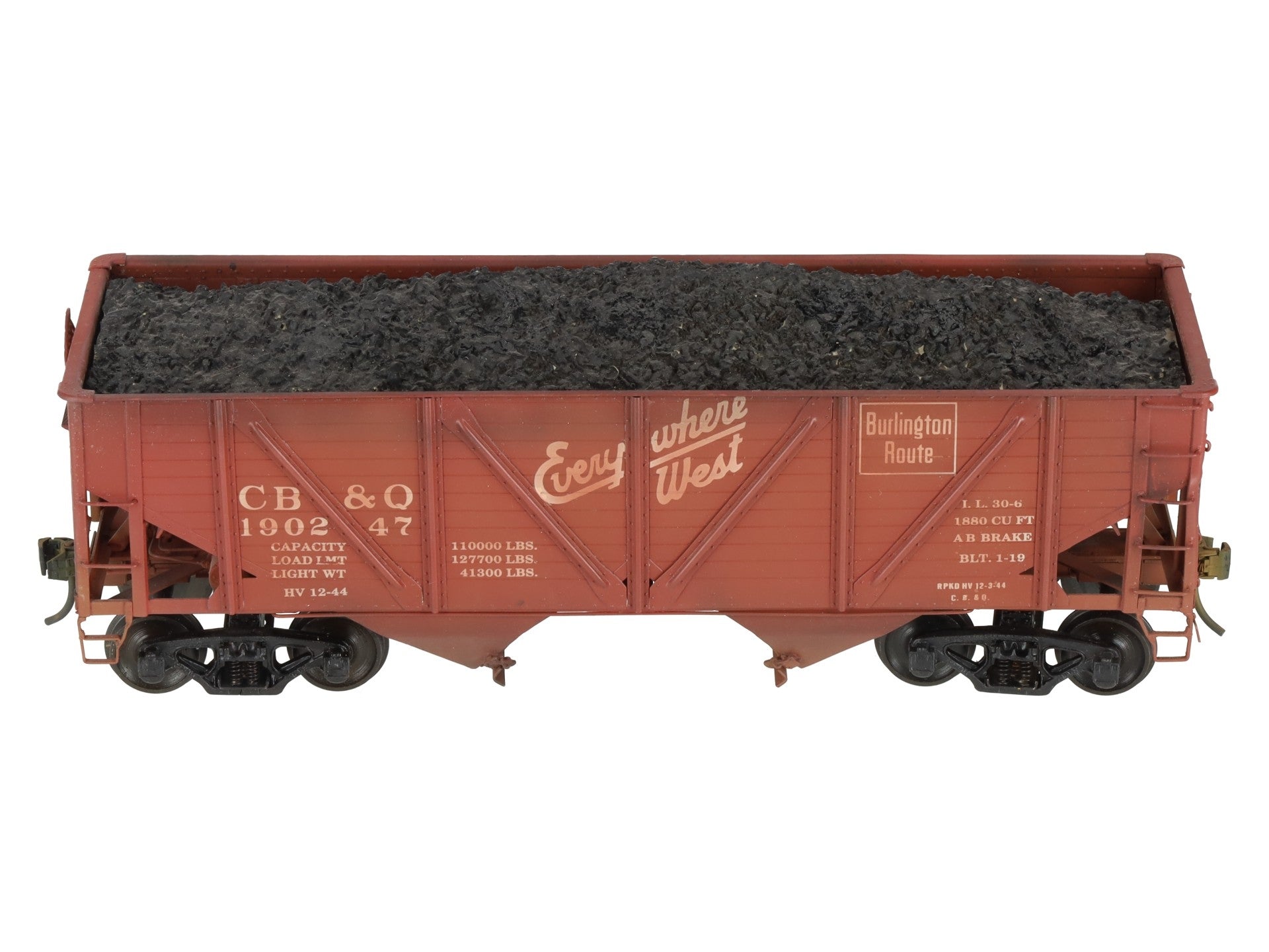 Precision Scale Co 15009 O Scale BRASS CB&Q 55 Ton Composite Twin Hopper[2-Rail]/Box