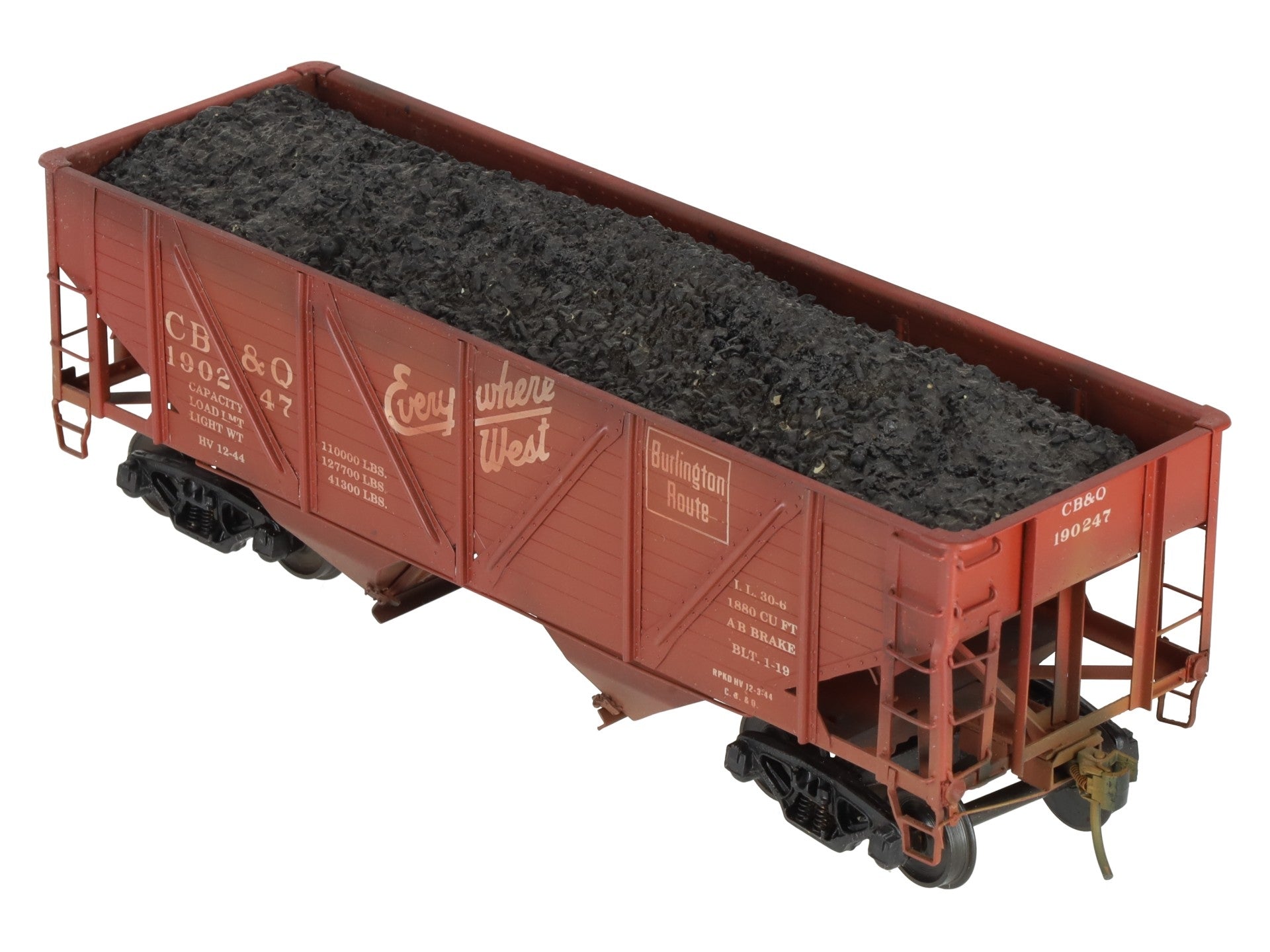 Precision Scale Co 15009 O Scale BRASS CB&Q 55 Ton Composite Twin Hopper[2-Rail]/Box