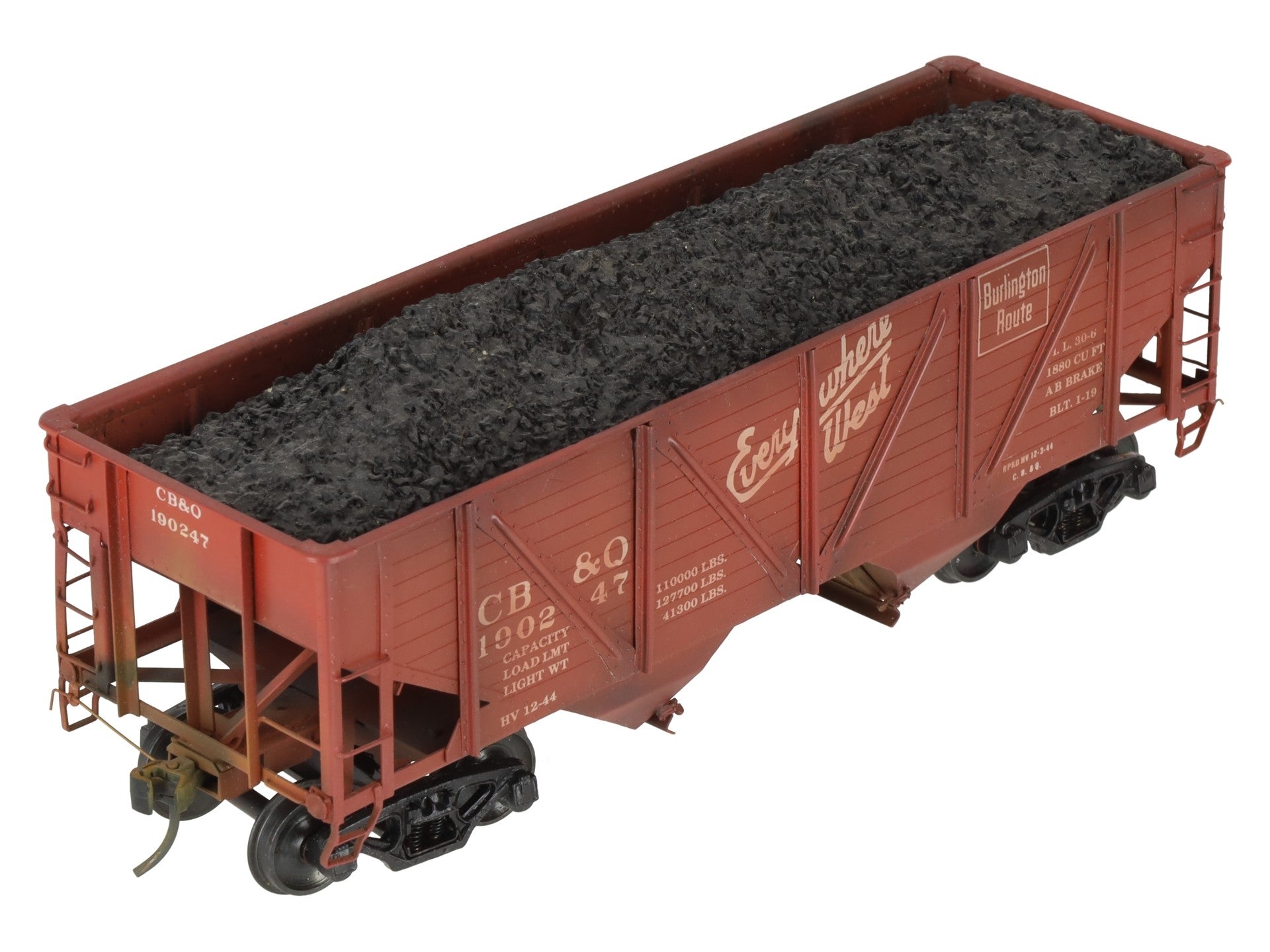 Precision Scale Co 15009 O Scale BRASS CB&Q 55 Ton Composite Twin Hopper[2-Rail]/Box