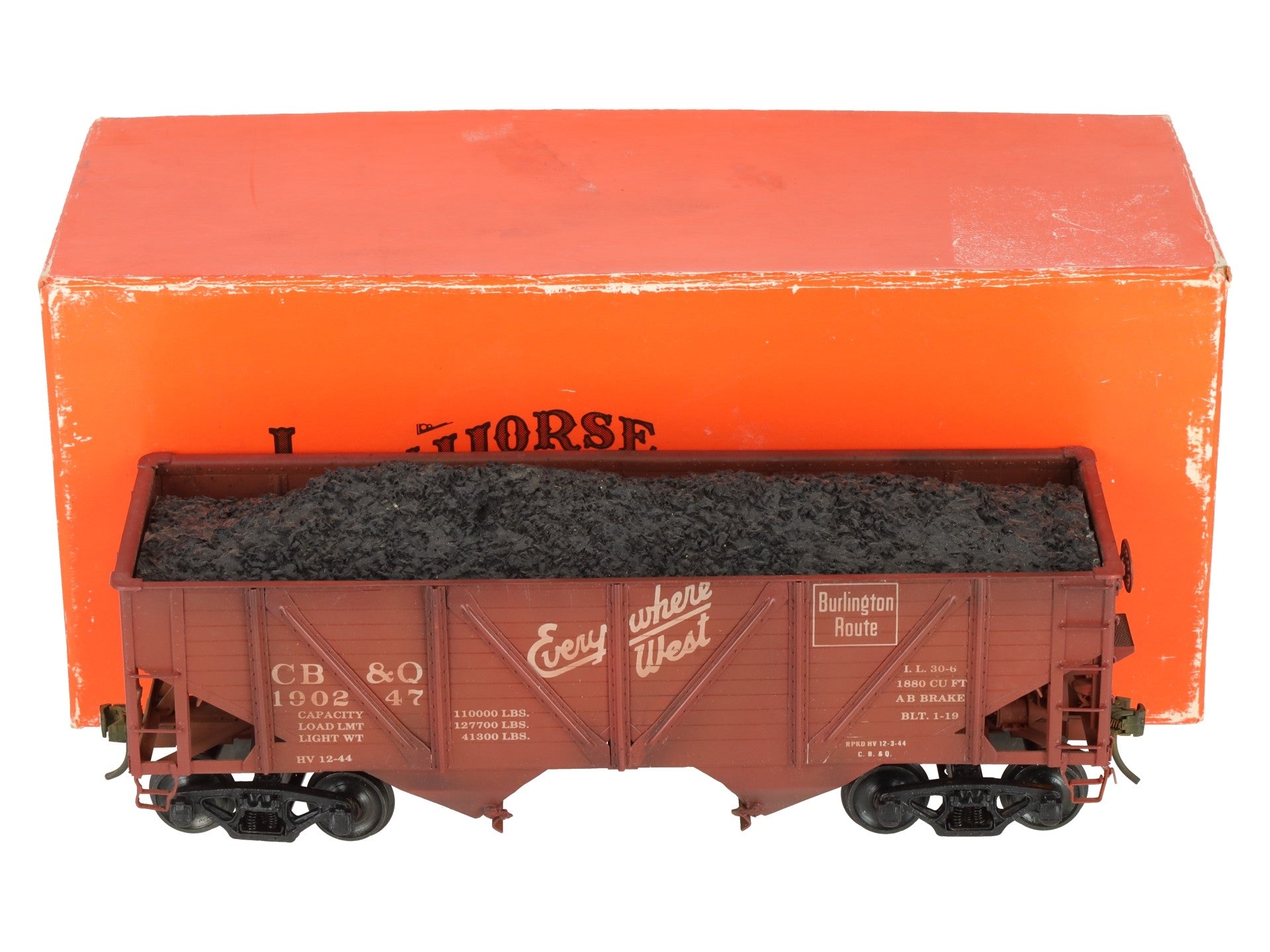 Precision Scale Co 15009 O Scale BRASS CB&Q 55 Ton Composite Twin Hopper[2-Rail]/Box