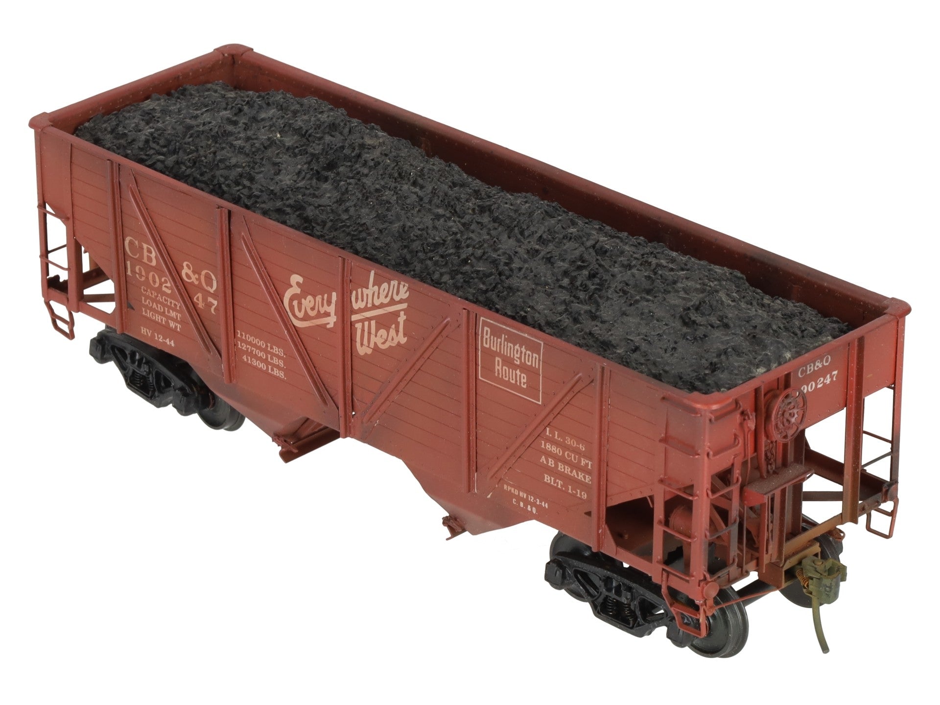 Precision Scale Co 15009 O Scale BRASS CB&Q 55 Ton Composite Twin Hopper[2-Rail]/Box