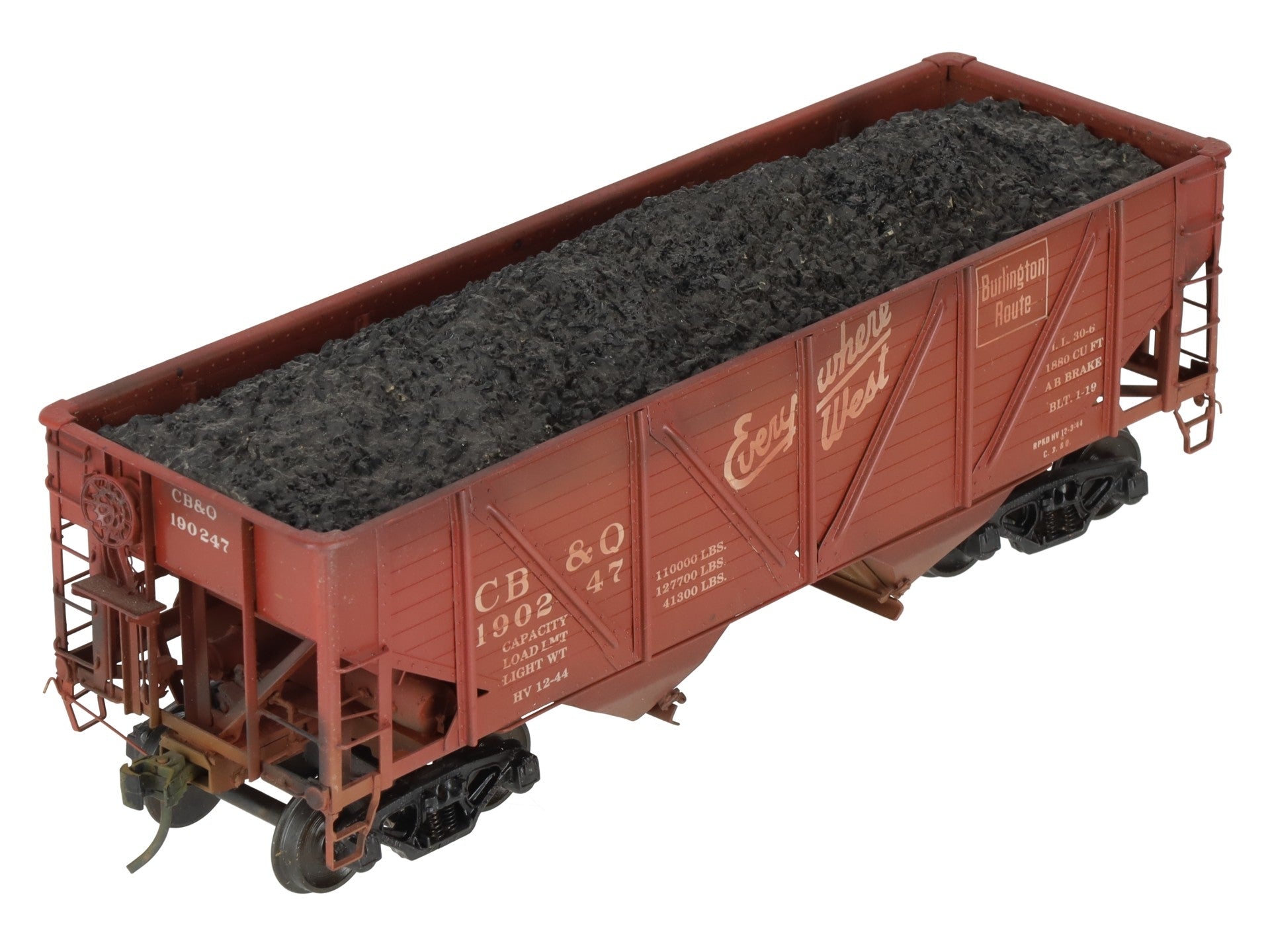 Precision Scale Co 15009 O Scale BRASS CB&Q 55 Ton Composite Twin Hopper[2-Rail]/Box
