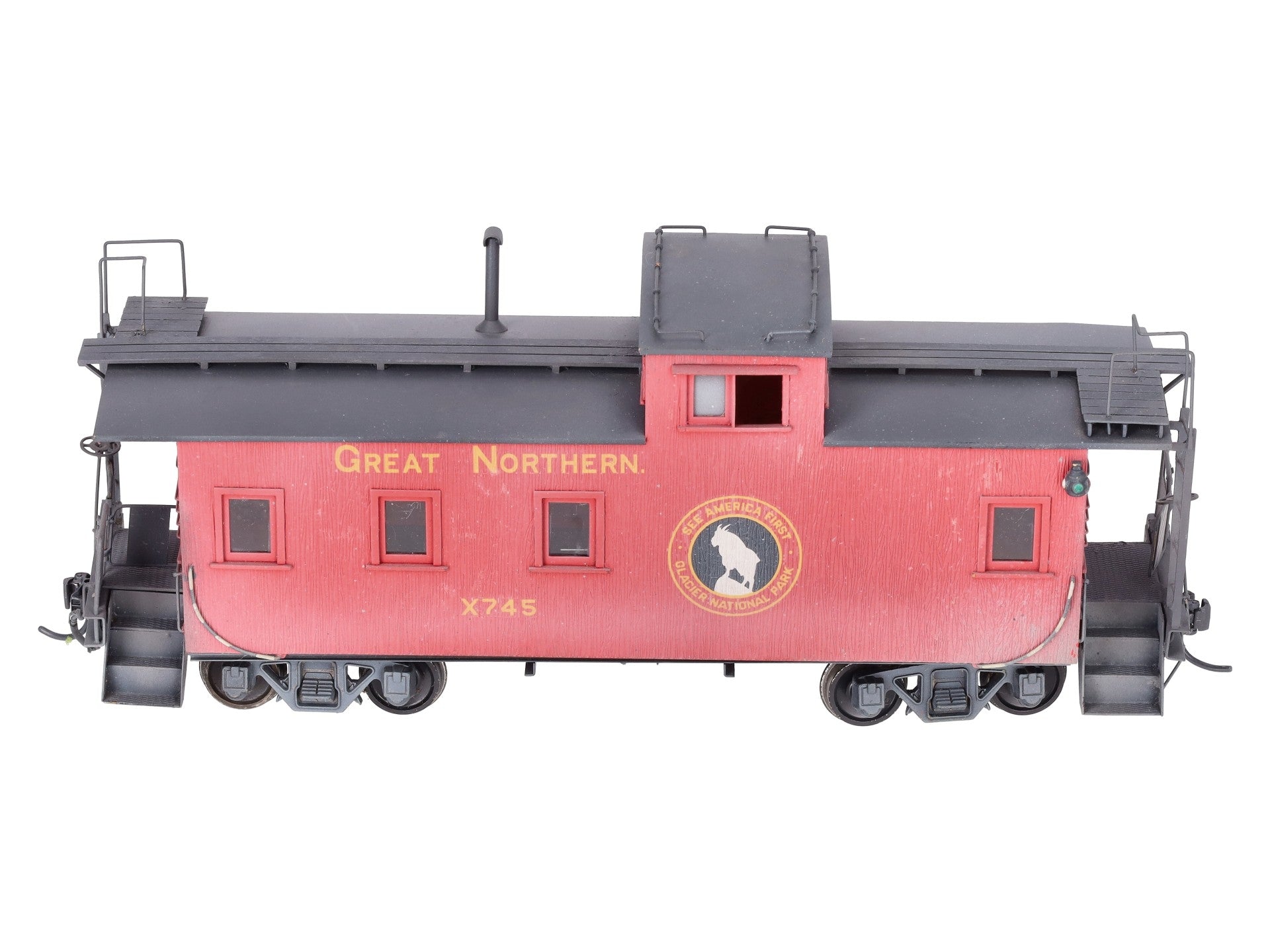 Overland O Brass Great Northern 30' Wood Caboose #X745 - Custom (2-Rail)/Box