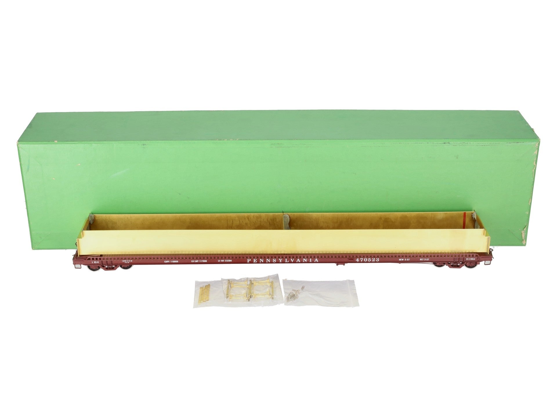 Overland OMI-0094 O Brass Pennsylvania RR F-39 Trucktrain Flatcar #470523 2R EX/Box