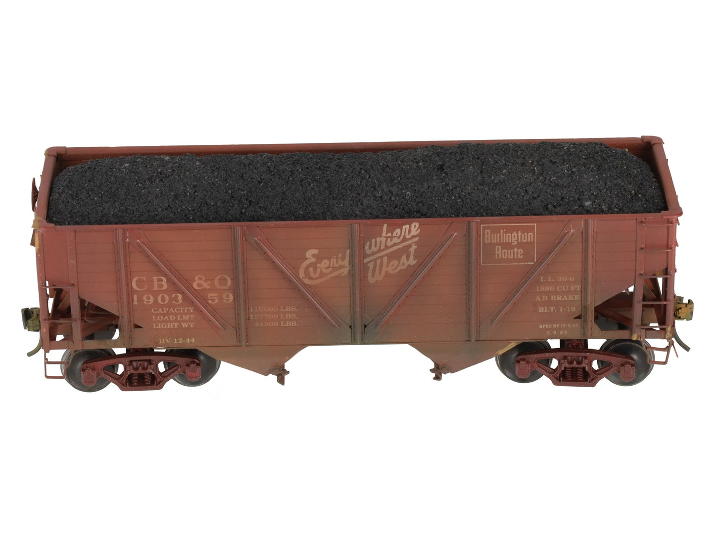 Precision Scale Co. 15009 O Brass CB&Q 55-Ton Twin Hopper 2-Rail -Painted/Box