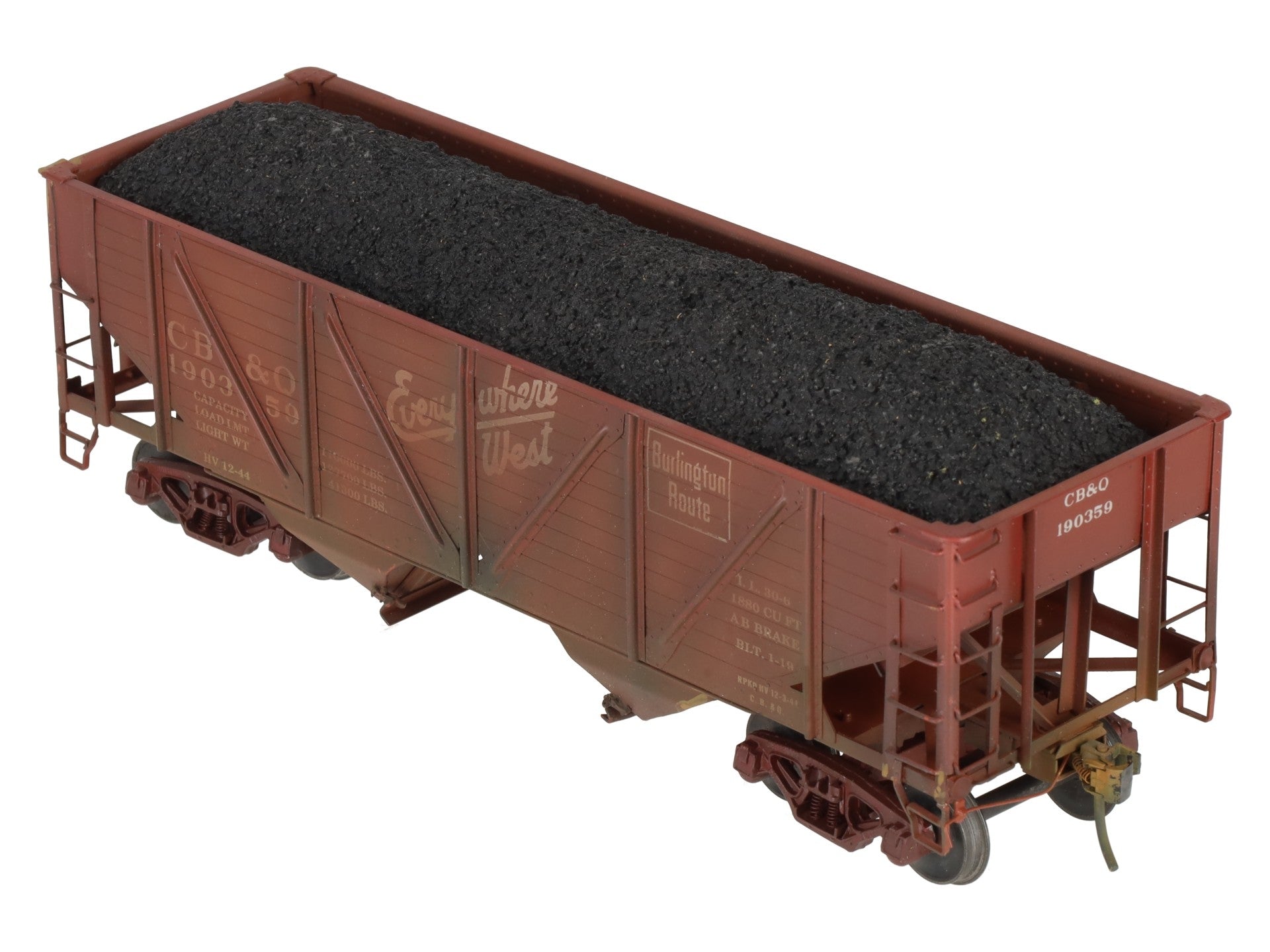 Precision Scale Co. 15009 O Brass CB&Q 55-Ton Twin Hopper 2-Rail -Painted/Box